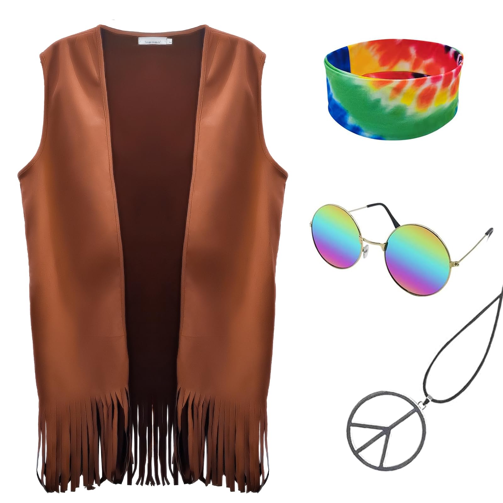 Hippie Costume for Men 60s 70s Fringe Vest Carnival Party Tassel Vest hippy Party halloween Costume