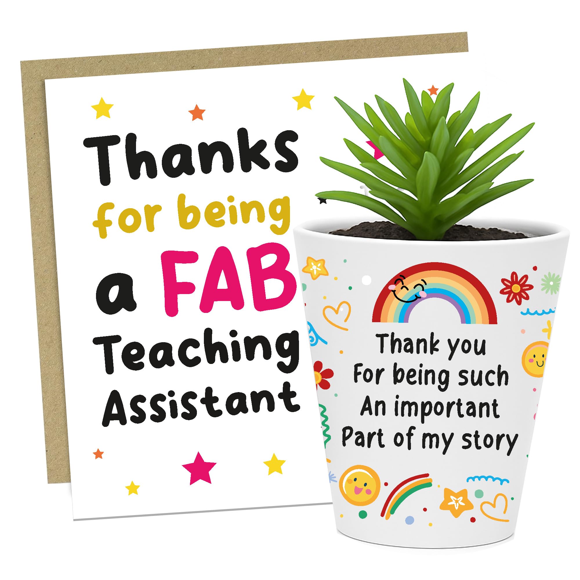 RED OCEAN Teaching Assistant Thank You Gift Set Plant Pot and Greetings Card Appreciation Gifts For Teacher Teaching Assistants TA End of Term Leaving School