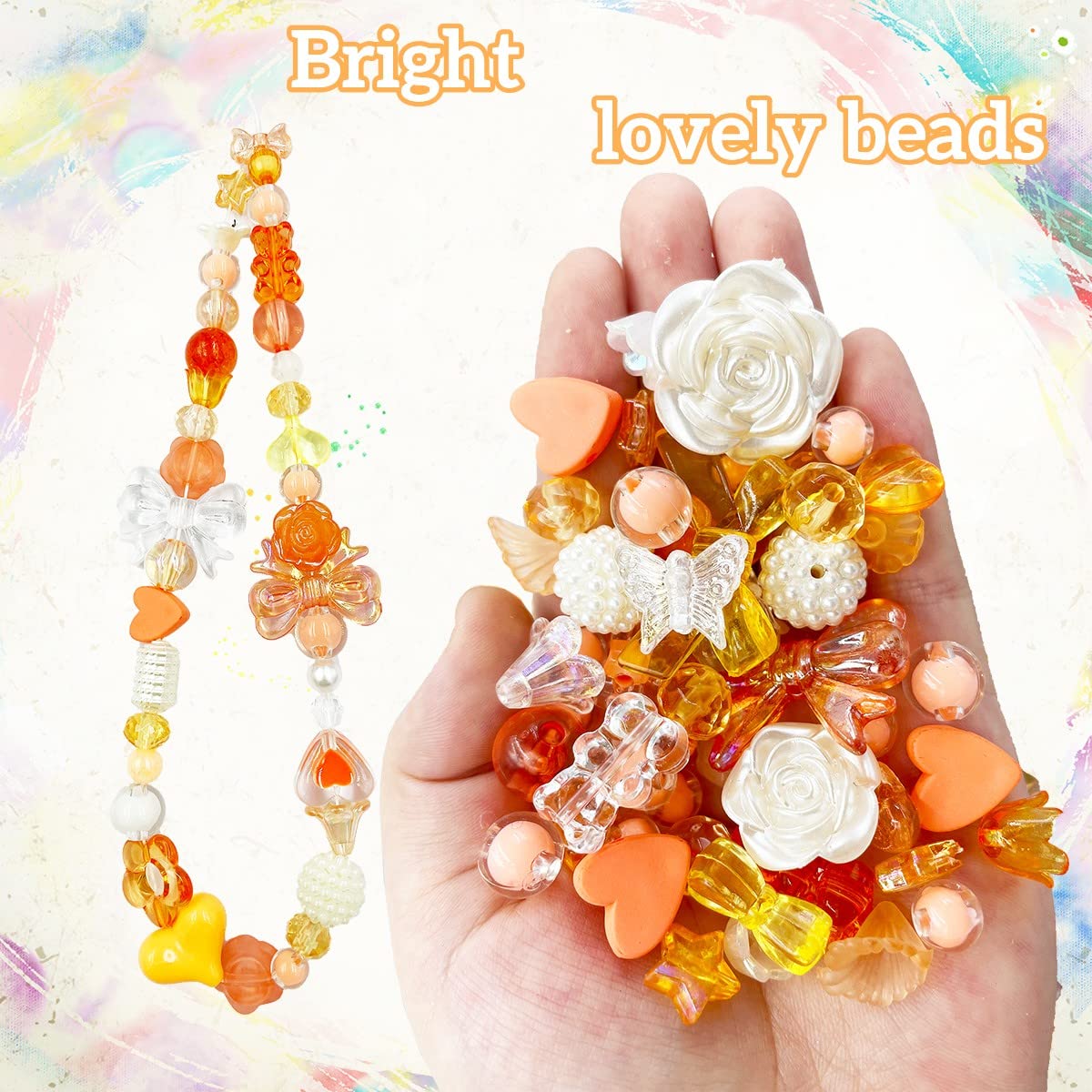 Amazon | アクリルアソートビーズ、120個 美的 アクリル オレンジ