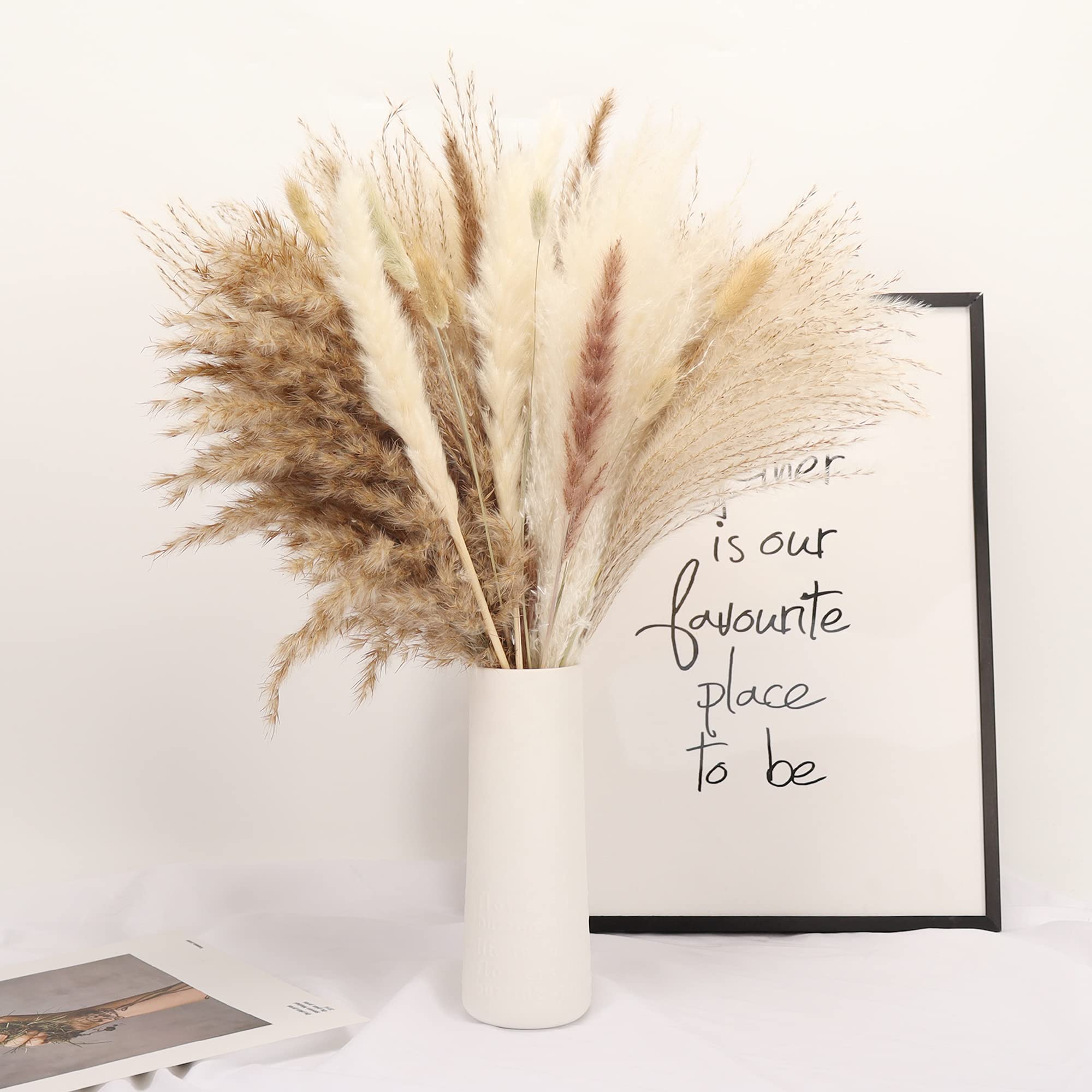 Buy Faux Pampas Grass Decor Tall Fluffy, Dried Grass for Floral