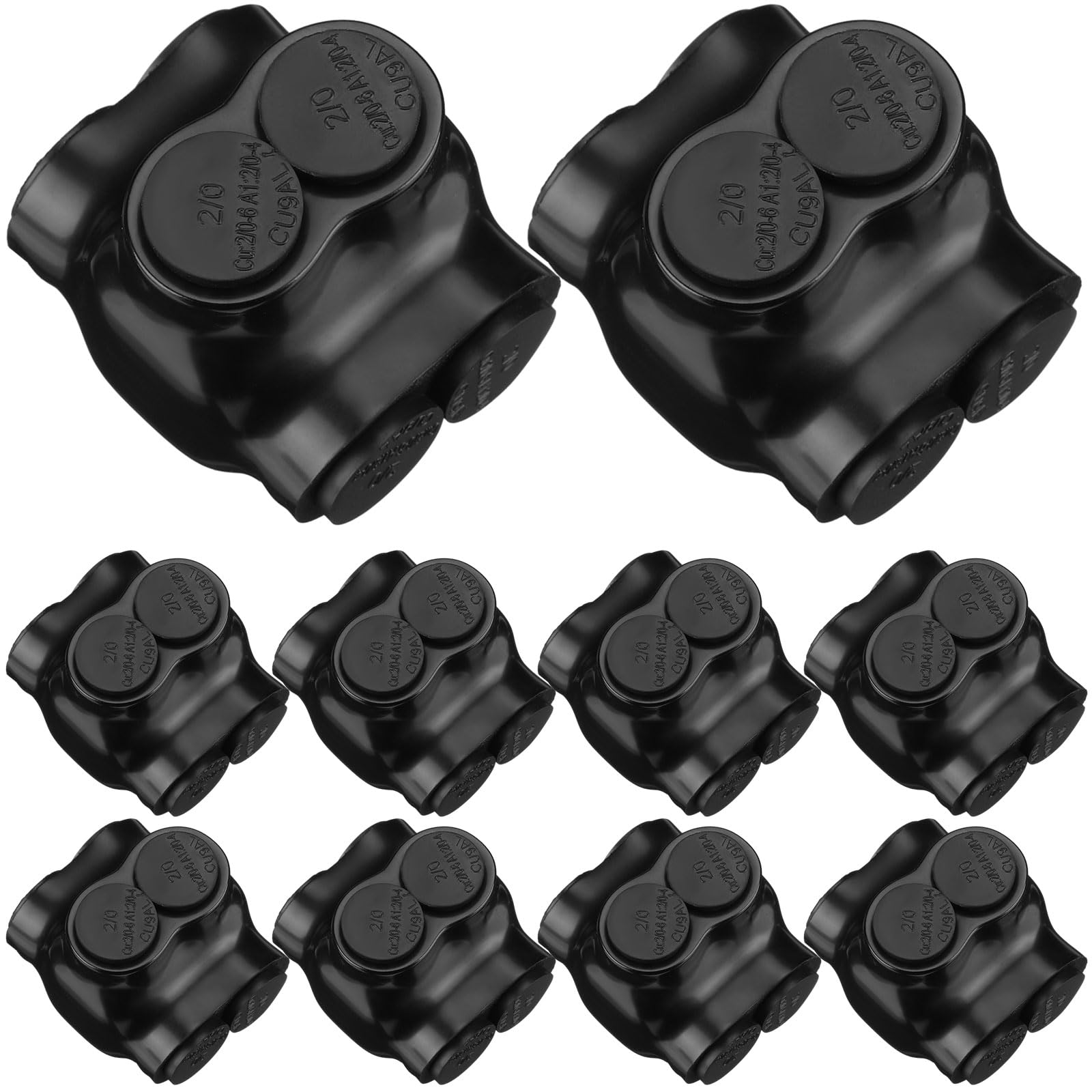 Copkim 10 Pcs 2 Port Insulated Wire Connectors Aluminum Inline Splice Tap Connector Pre-filled Oxide Inhibitor Dual Entry for Electrical Wires Application (2/0-6 Wire Range,Slotted or 3/16" Allen Hex)