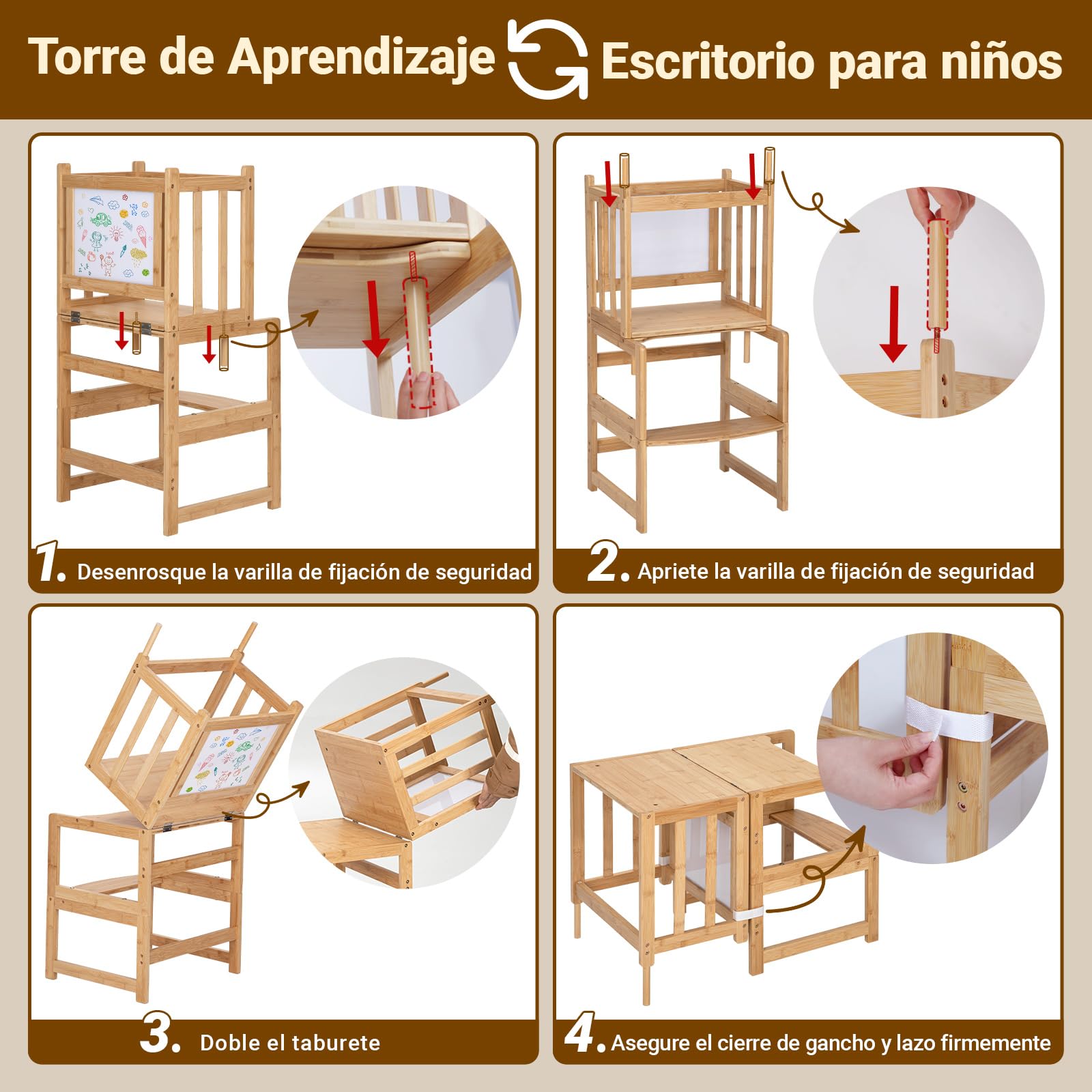 Silla alta Montessori para niños, torre de ayuda de cocina, taburete de madera c Silla alta Montessori para niños, torre de ayuda de cocina, taburete de madera c