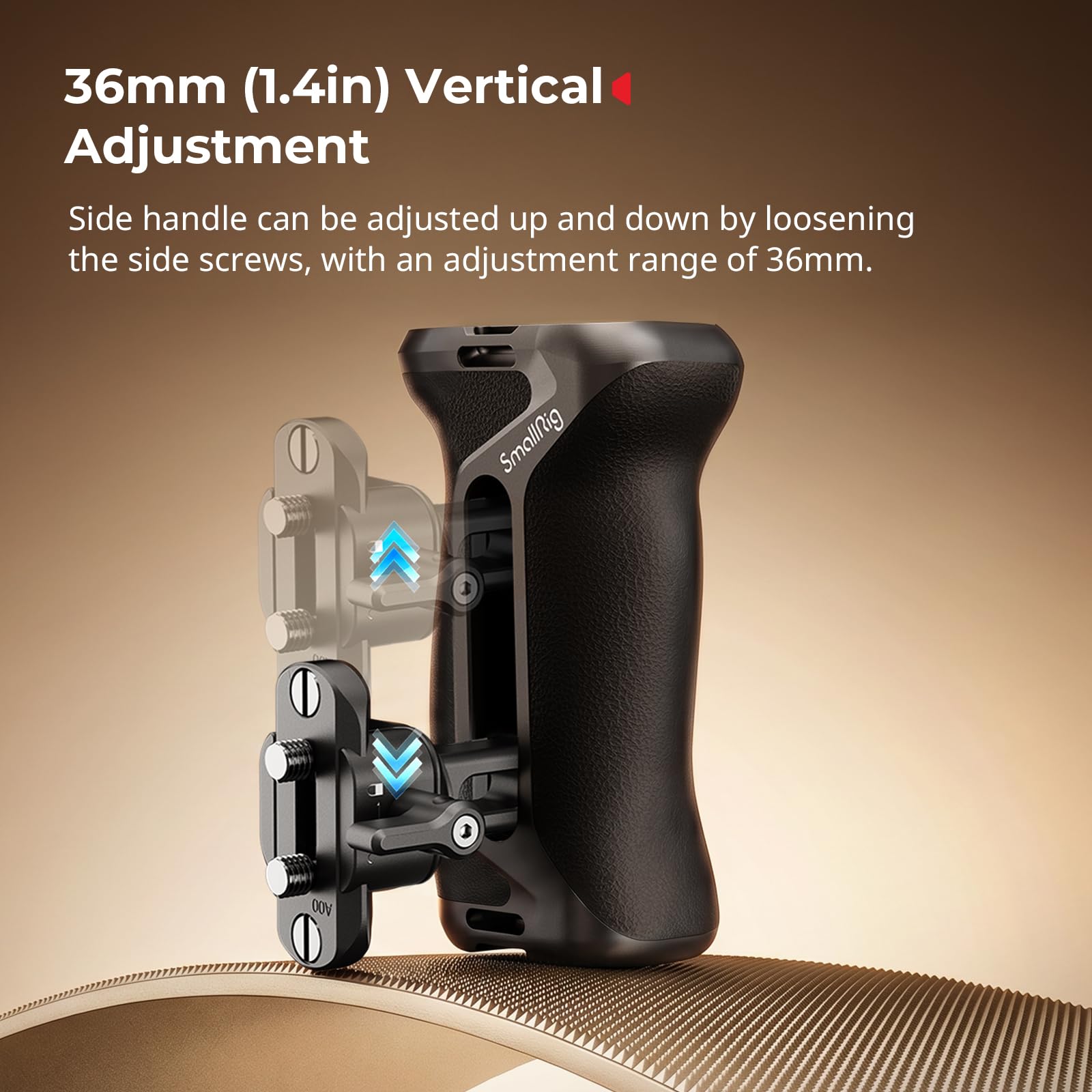 SMALLRIG Empuñadura Lateral de Aluminio con Pinza NATO, Agarre Ergonómico Universal con Rosca 1/4"-20, Zapata Fría, Ajuste Vertical 36mm, Incluye Riel NATO - 5952
