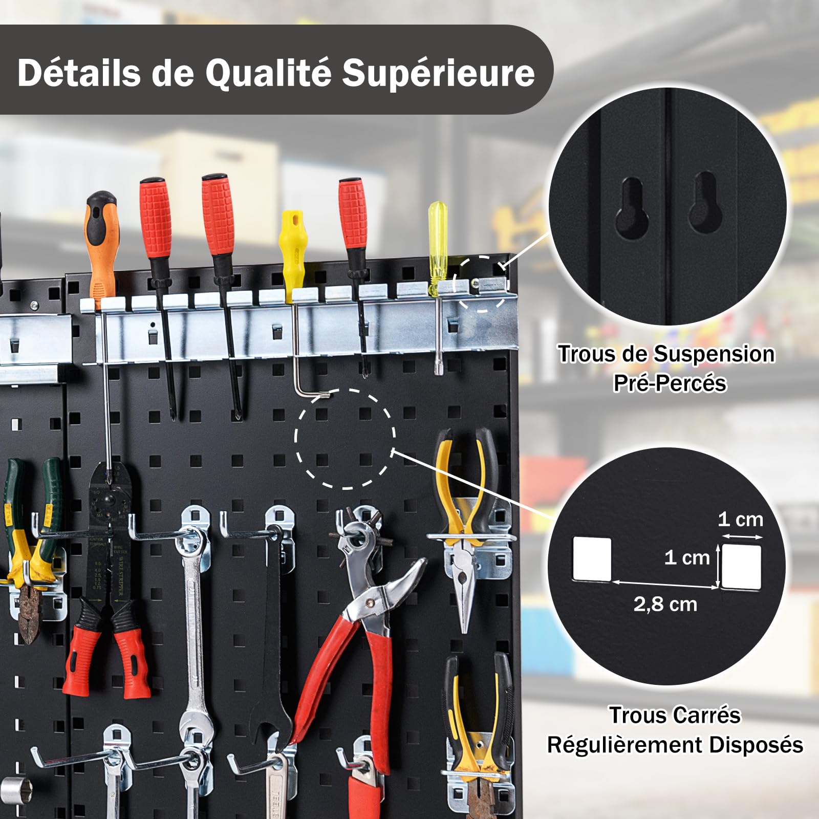 SHENGYIG Support Mural Outils 3 Niveaux Avec 4 Fentes - Étagère Murale Noire Pour Rangement Atelier