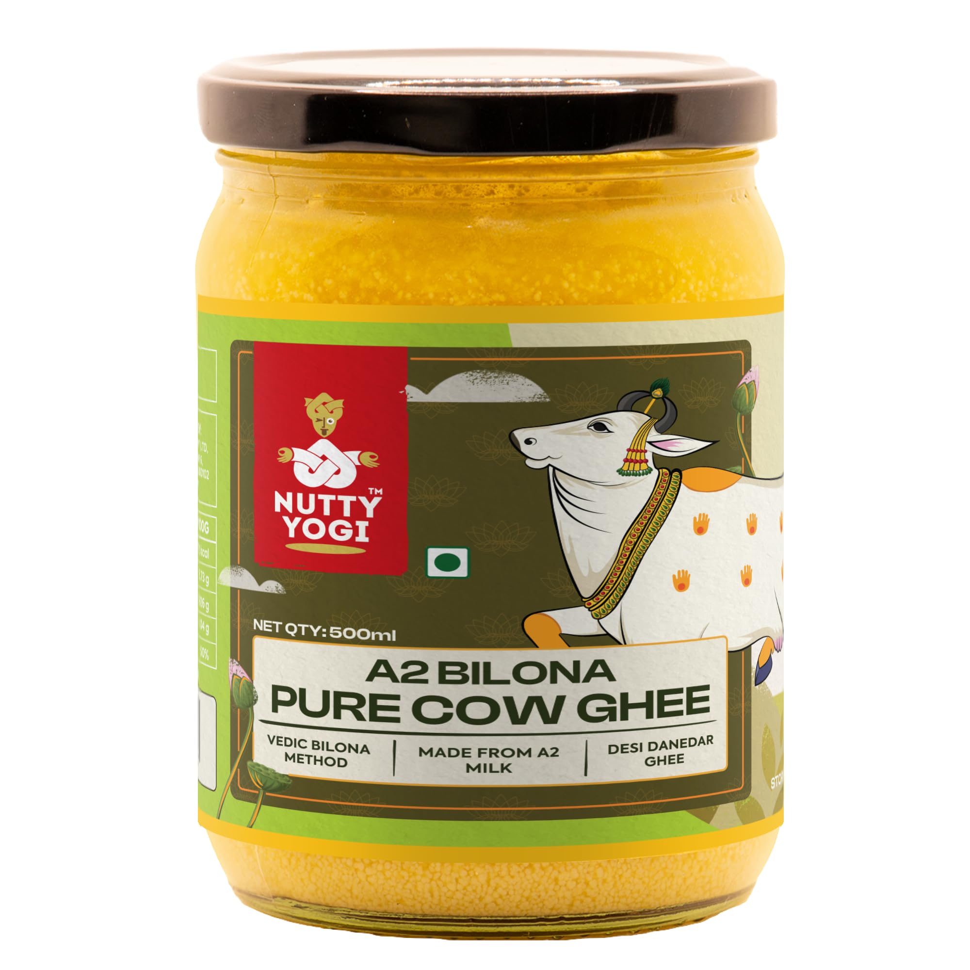 Pure Bilona A2 Desi Cow Ghee 500ml | 100% Natural & Organic Ghee | Grassfed, Cultured, Premium & Traditional Ghee | Immunity Booster | Pure Ghee Handmade in Small batches I Desi Cow Ghee Bilona Method