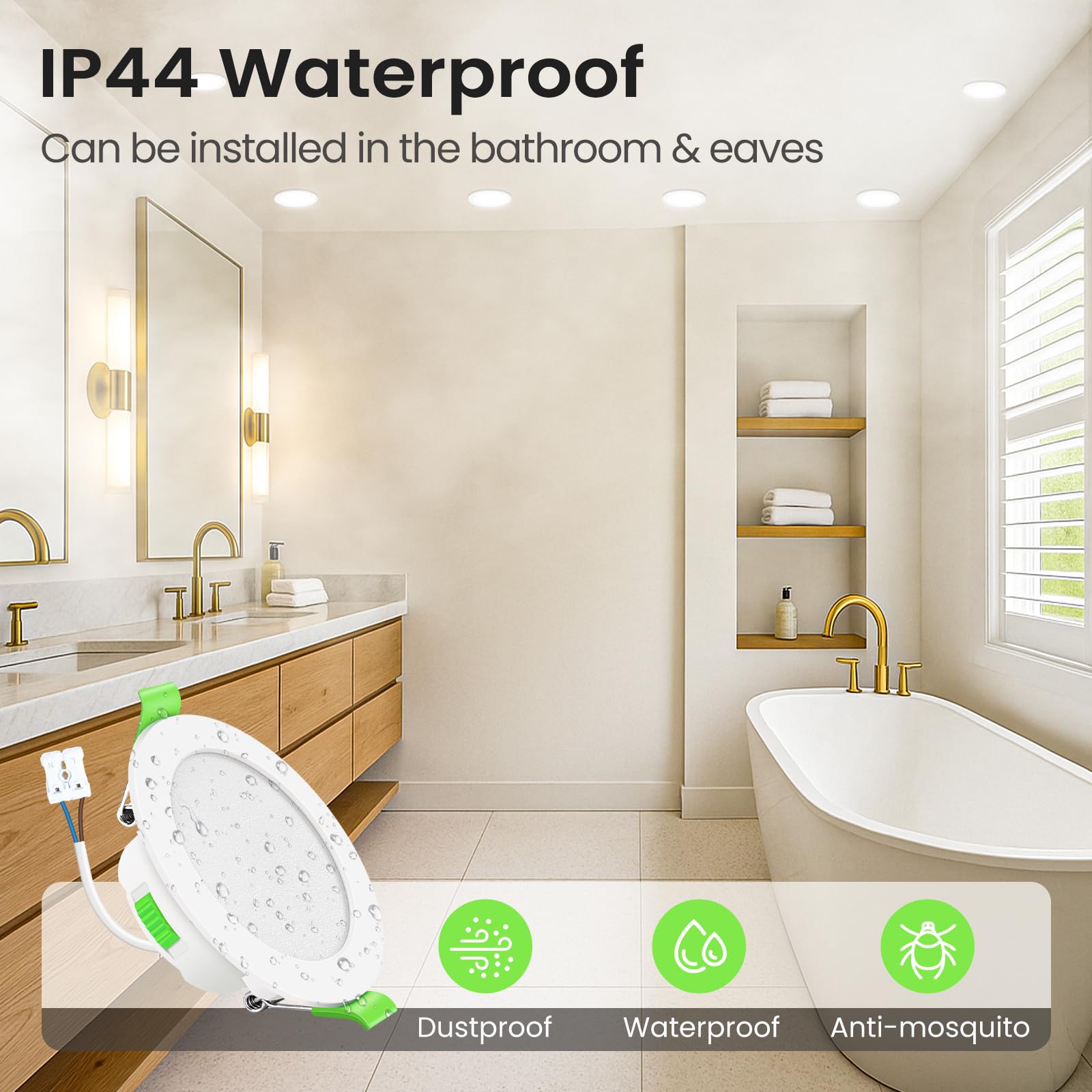 ALUSSO LIGHTING Downlight LED Techo Empotrable Regulable, 7W, Blanco Cálido 3000K/Blanco Neutro 4000K/Blanco Frío 6500K, Foco LED Empotrable 29 mm, Foco Para Baño IP44, Blanco, Juego de 12