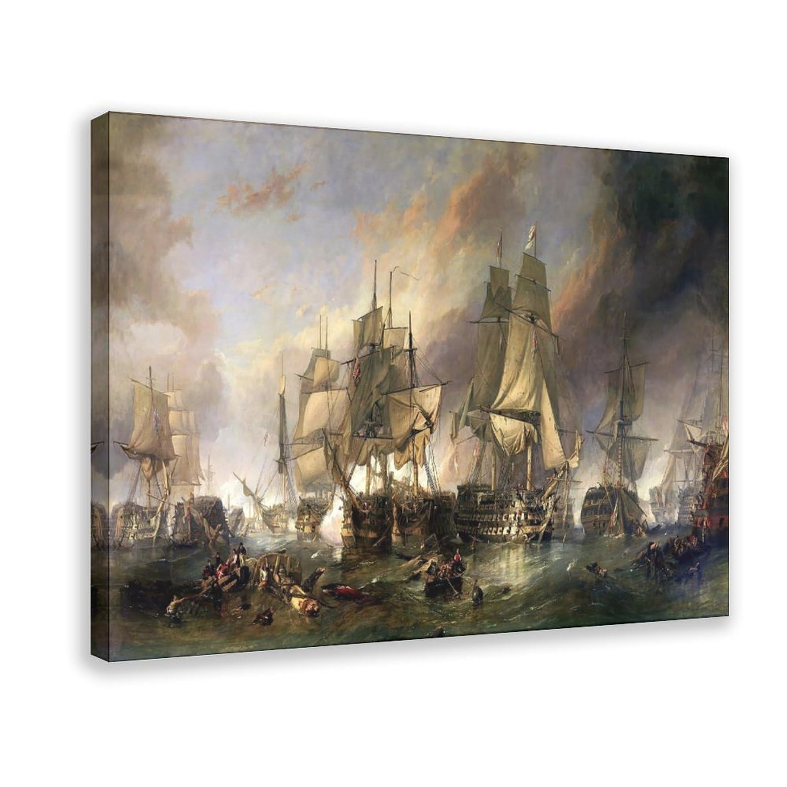 WCYB Stretched Canvas The Battle of Trafalgar by William Clarkson Stanfield History Prints Posters Canvas Deco Paintings Wall Art For Office Living Room Ha