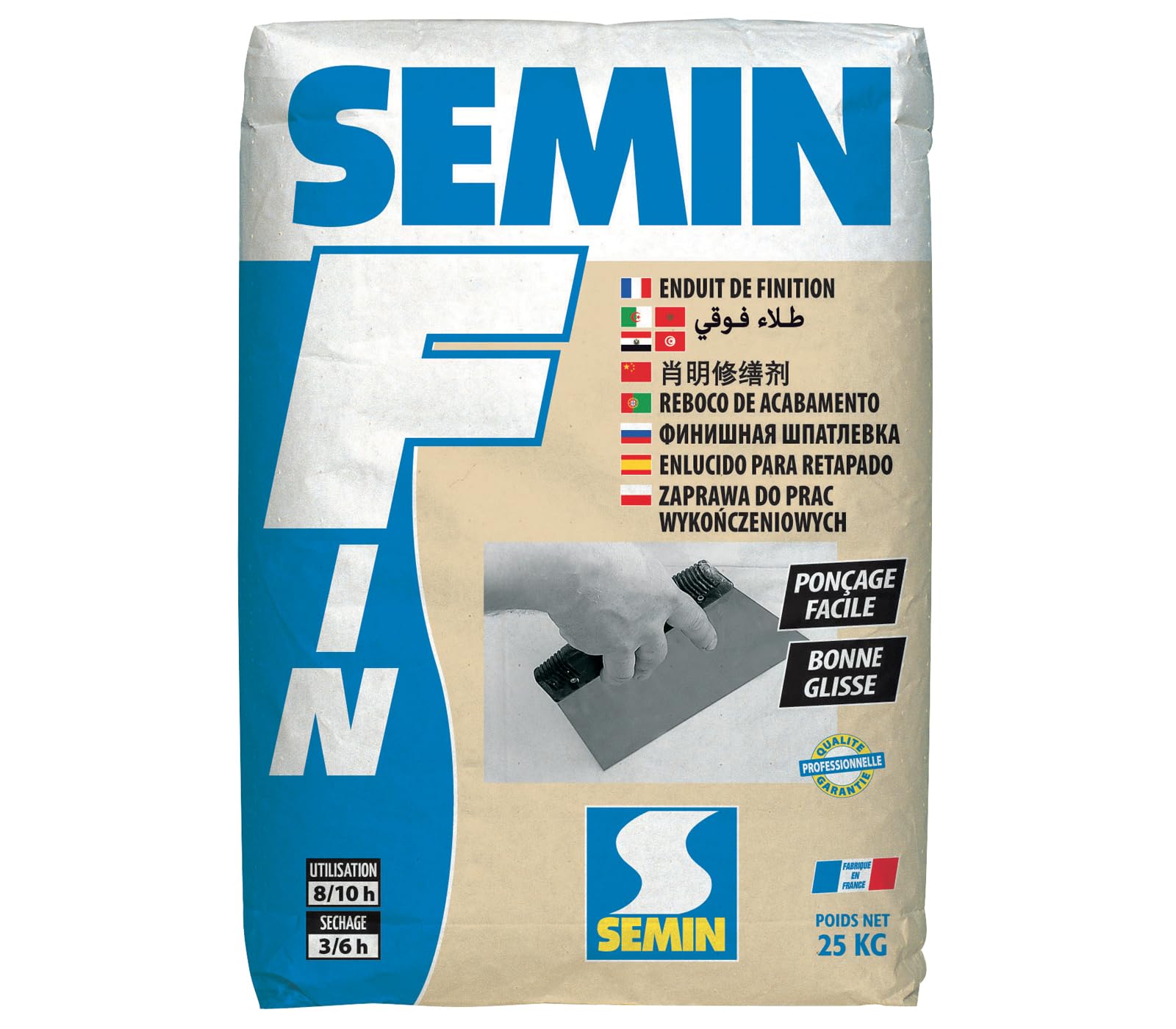 Enduit de Finition Semin F, Intérieur, Poudre, Sac de 25 kg