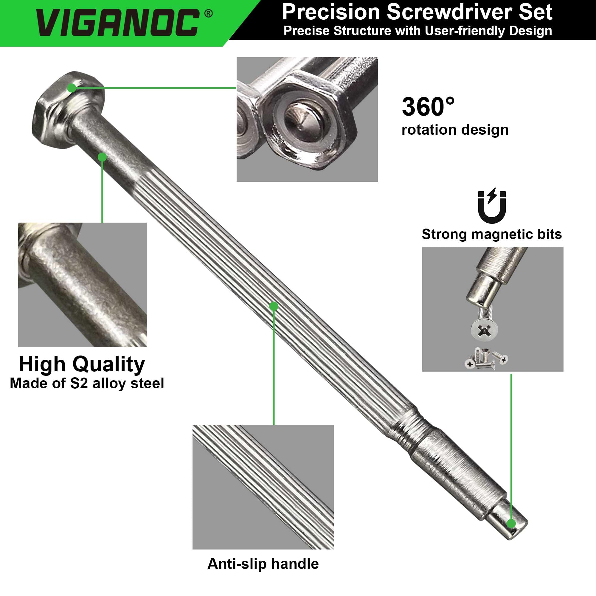 Viganoc 11 Pieces Precision Screwdriver Set, Mini Flathead and Phillips, for Watches Laptop, Phone, Toy Repair - Image 3