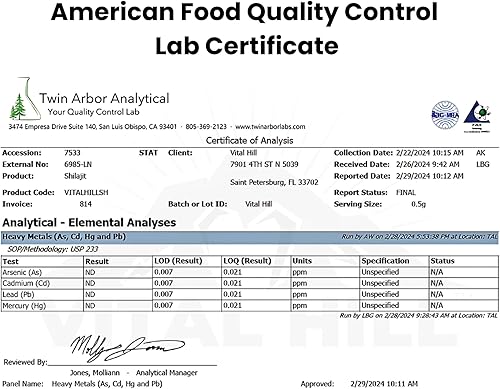 Miniatura 4 de Resina Shilajit del Himalaya prémium para hombres y mujeres, 500 mg de potencia máxima orgánica, probada en laboratorio estadounidense para pureza