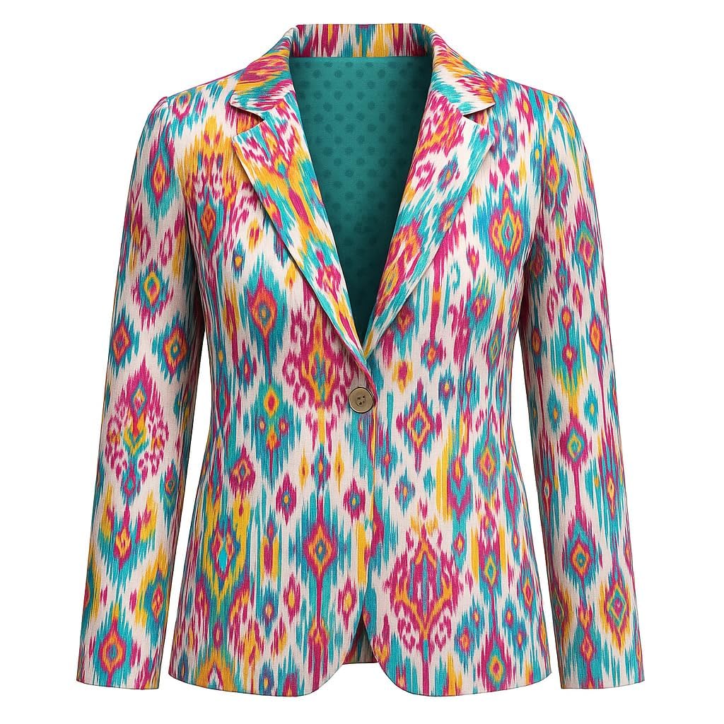 Business Casual Colorful Blazers Pant Suits for Women Dressy with Pocket - Moroccan Print Womens Suits