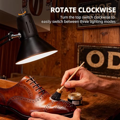 Miniatura 4 de Paquete de 2 lámparas LED de escritorio con abrazadera para oficina y hogar, luz de escritorio con brazo oscilante de metal extra alto ajustable de