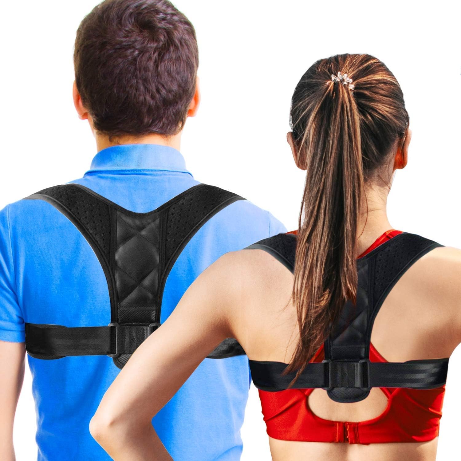 Premium Back Support Brace & Posture Corrector for Men & Women, an Ultimate Solution for Kyphosis, Shoulder Support, High Back & Neck Pain Relief, With a BONUS of Underarm Pads by Branfit