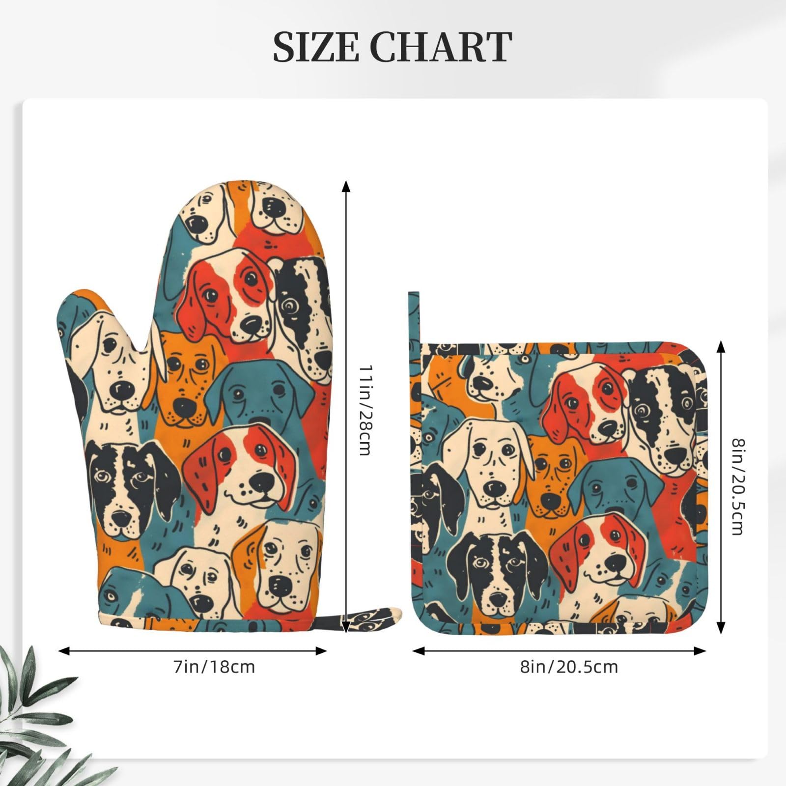 Lot de 4 maniques et maniques imprimées de chiens mignons