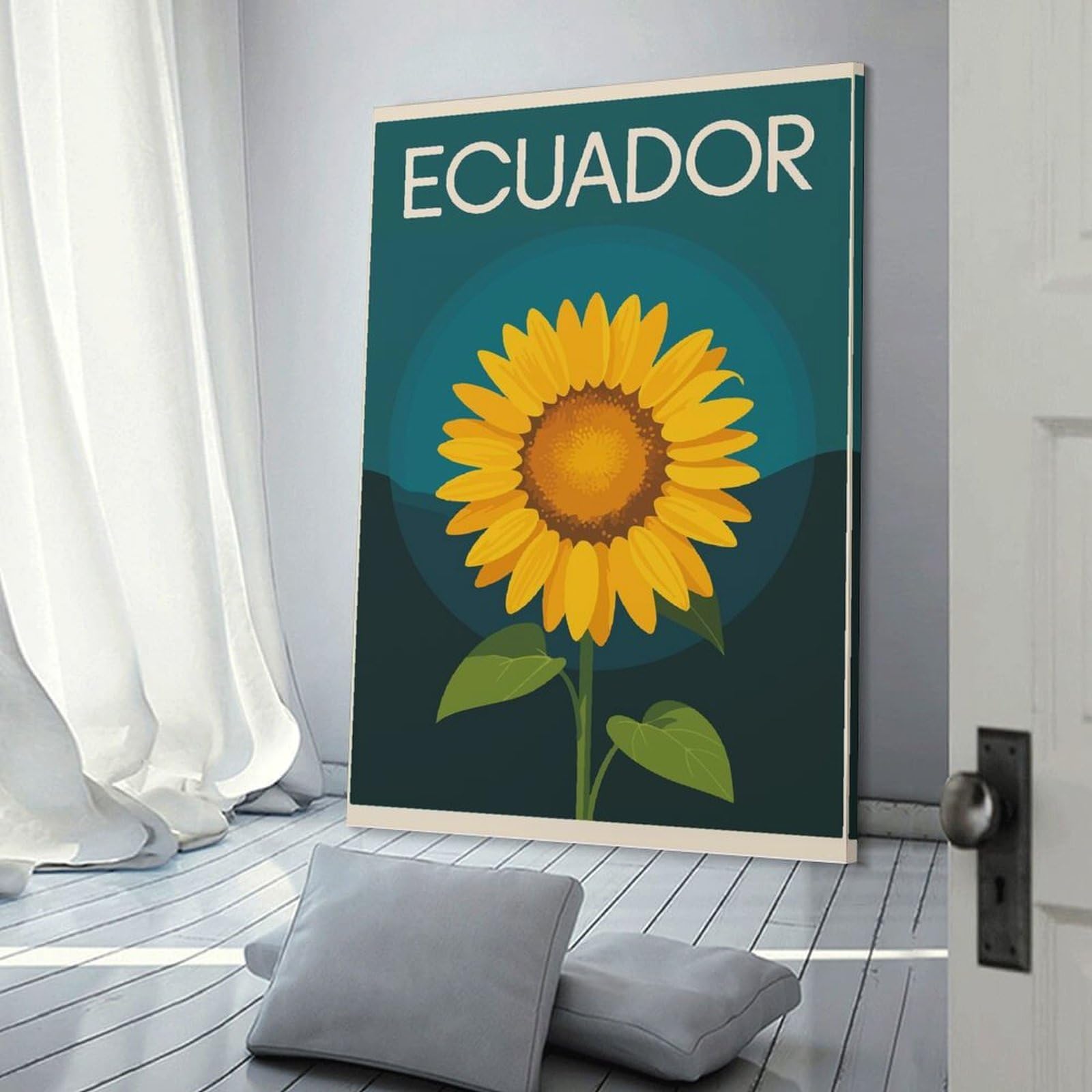 Junmoney Ecuador Sunflower Travel Decorative Canvas Print 20x30inch(50x75cm), for Gallery Wall Layouts in Home Or Office, Home Wall Art for Statement Displays