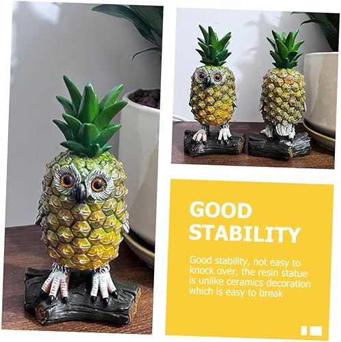 Miniatura 7 de Veemoon Adorno de búho de Halloween para Hawái, adorno de Halloween, estatua de animal de Halloween, decoración de estantería de piña falsa, estatua