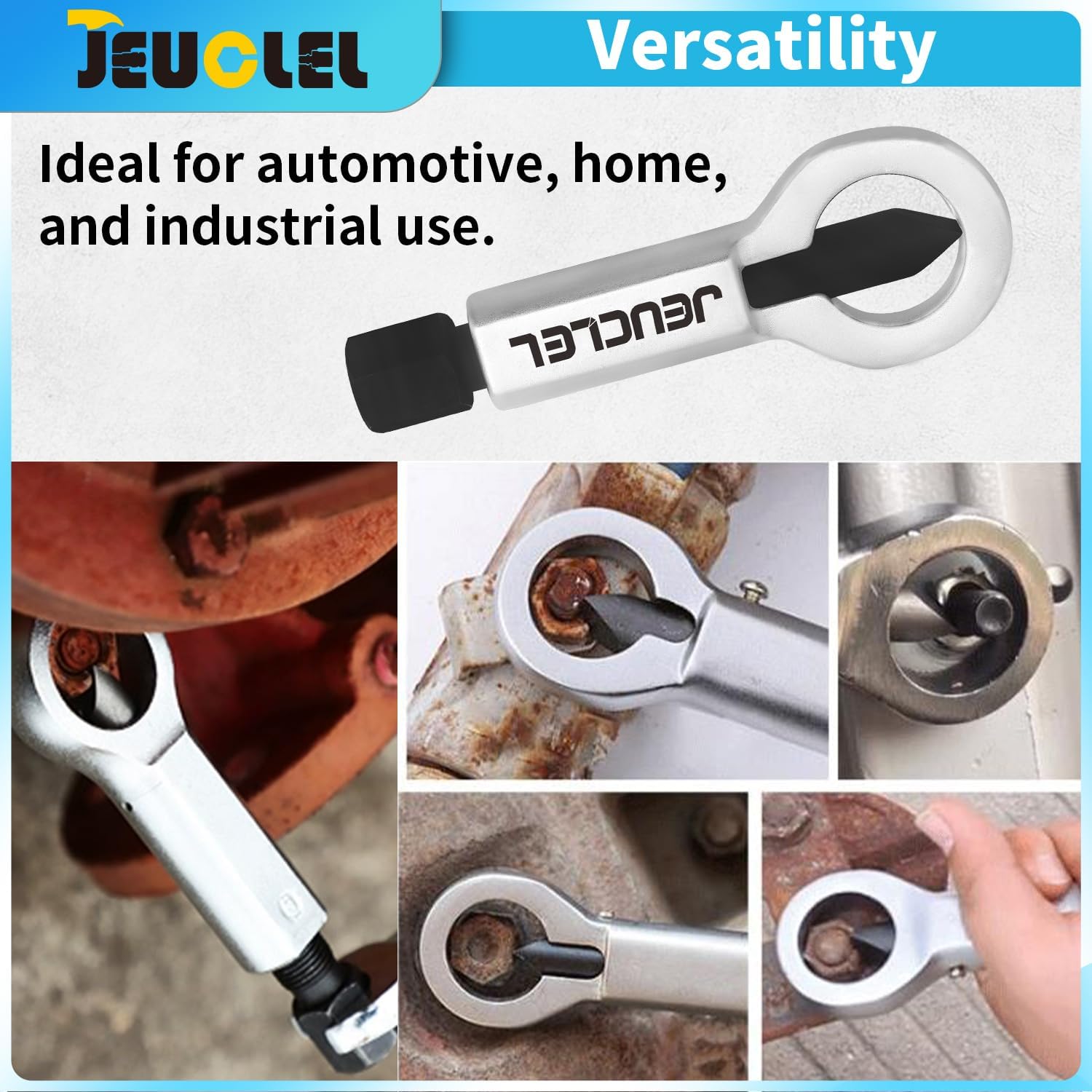 4PCS Heavy Duty Nut Splitter Set, 9-27mm Manual Pressure Nut Cracker Remover Extractor, Rusted Nut Breaker Kit, Broken Damaged Screw Nut Removal Splitting Tool, Remove Corroded Nuts with Ease