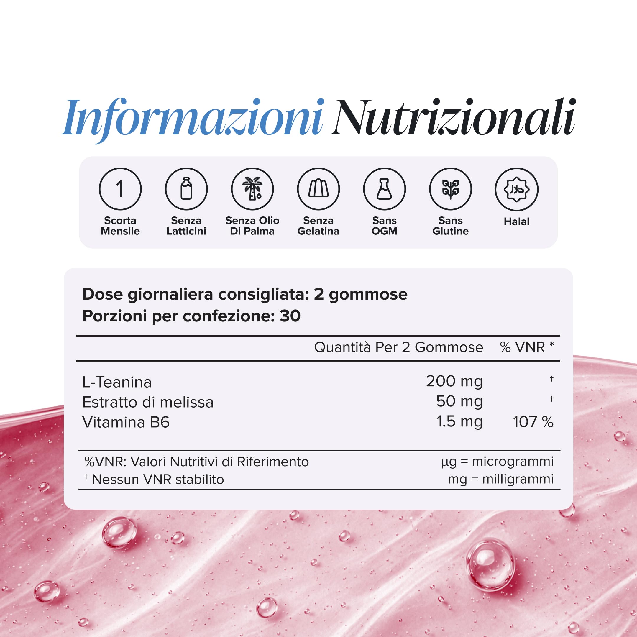 L-Teanina, 200 mg, 60 Gommose, Novomins | Sostiene la Funzione Psicologica, Aiuta a Ridurre la Stanchezza, con L-Teanina e Melissa, Vegano, Halal, Testato da Eurofins