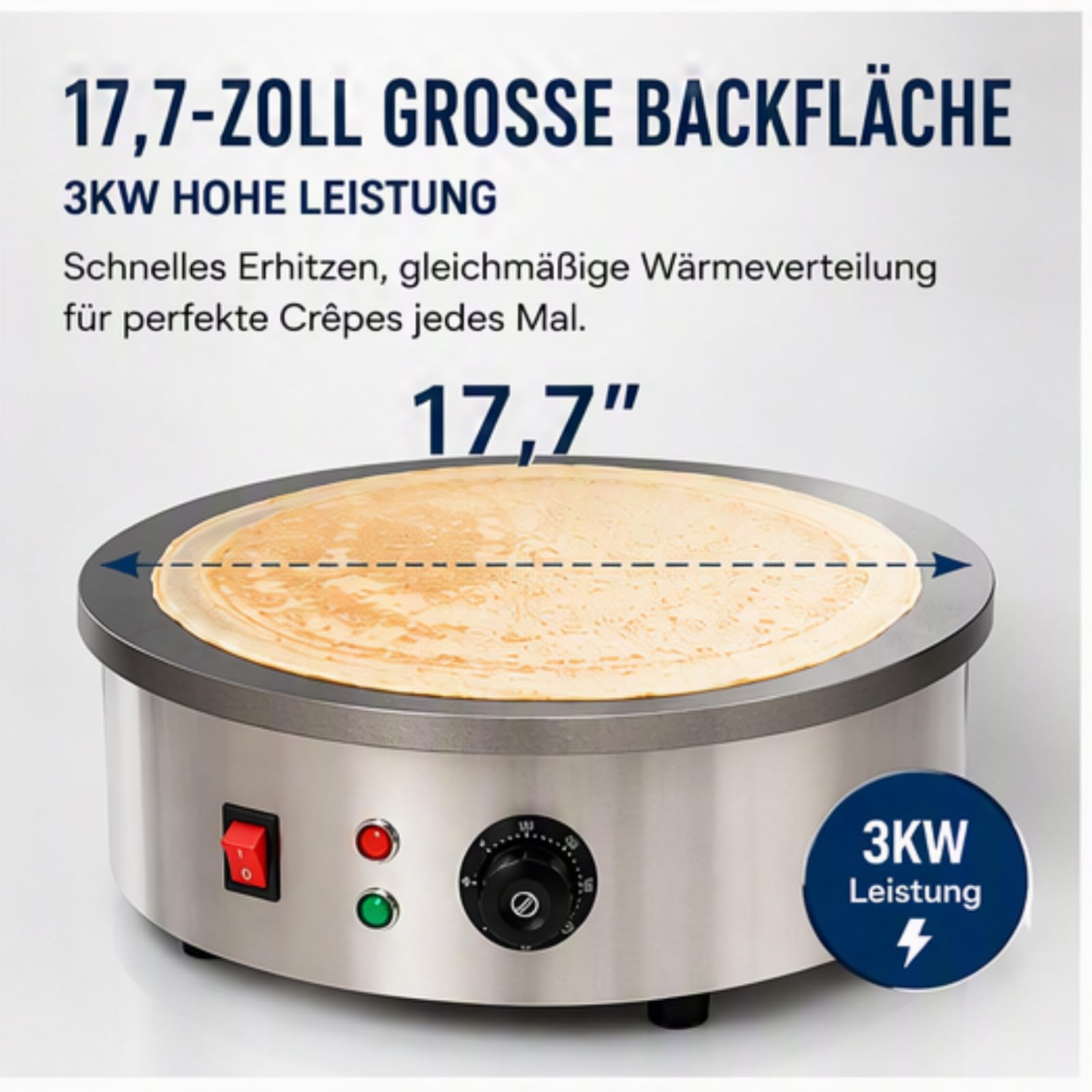 220 V urządzenie do naleśników 45 cm płyta z rozrzutnikiem i szpatułką 50