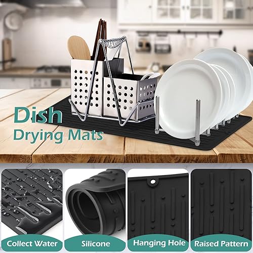 Miniatura 3 de Tapete para secar platos, tapete de silicona resistente al calor para encimera de cocina, tapete antideslizante para secar platos, apto para