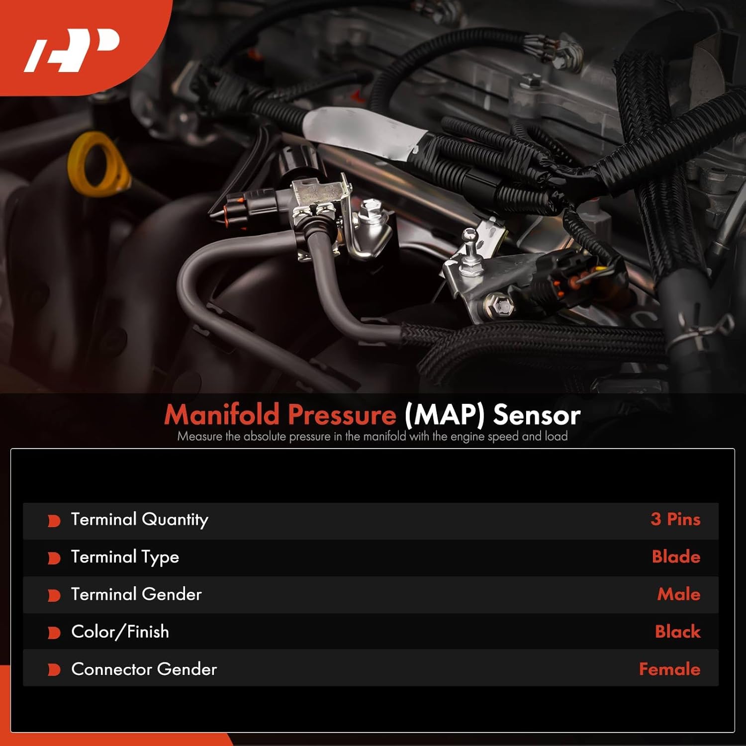 A-Premium Manifold Pressure (MAP) Sensor [3 Pins] Compatible with Chevrolet Impala, Camaro, Caprice, Celebrity & Buick Regal, Century, Electra & GMC G3500 & Cadillac Eldorado & Oldsmobile 98 & Pontiac