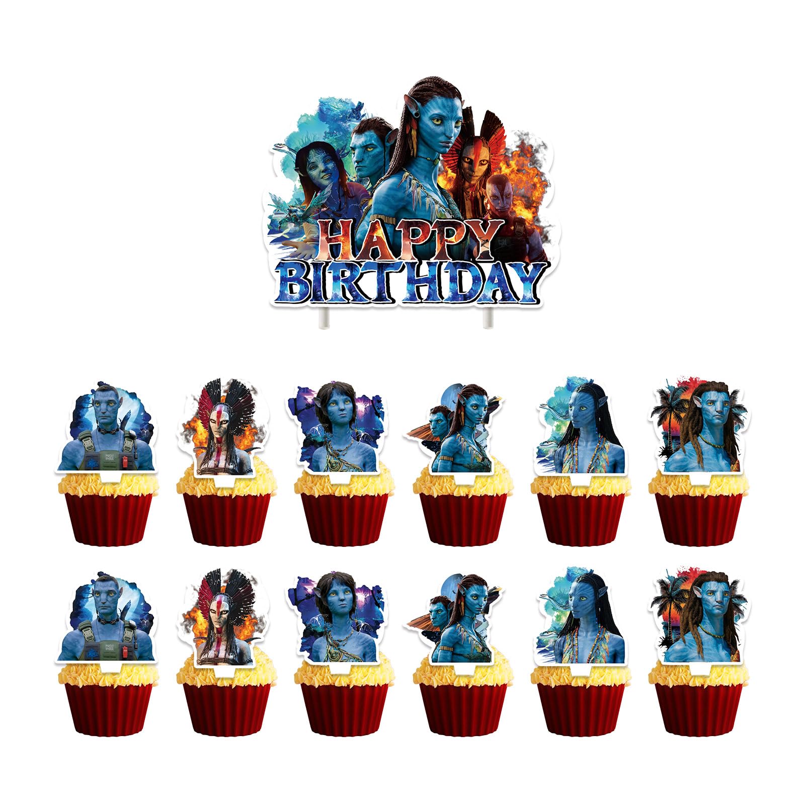 Photo 1 of 13 Pcs Blue Dream Theme Happy Birthday Cake Toppers, Film Character Cake Decorations, Perfect for Birthday Parties, Themed Parties, Movie Fan Gatherings, and More.