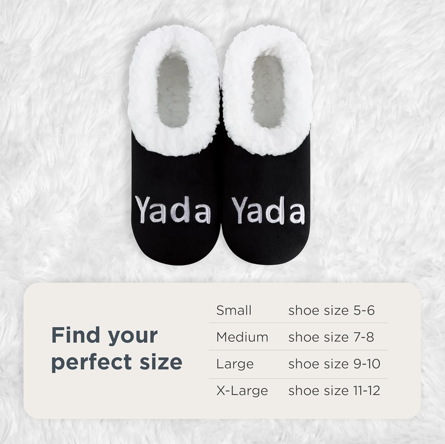 Snoozies Pairable Slipper Socks -Funny Quote House Slippers for Women, Non-Slip Fuzzy- Yada - Medium - Image 5
