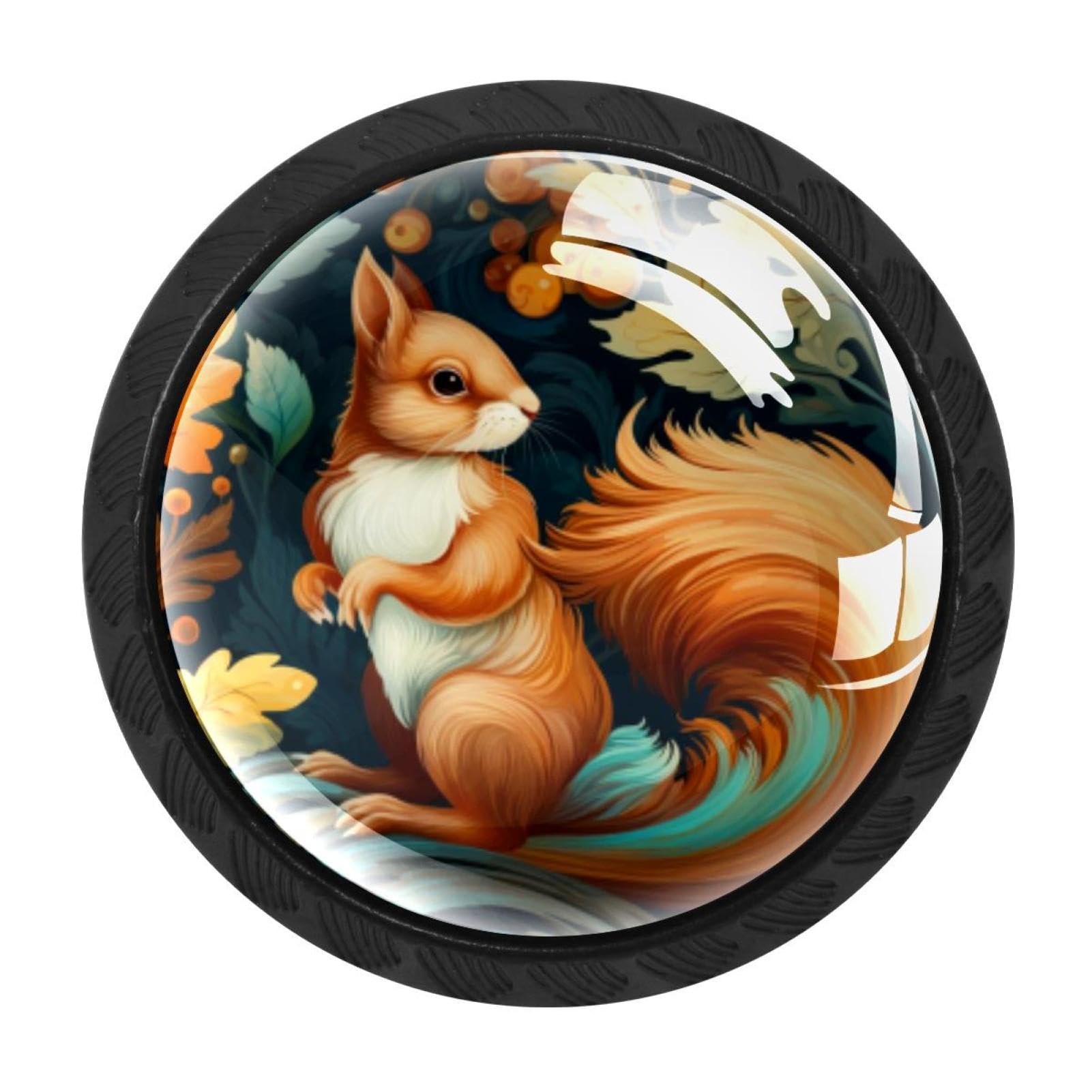 CHENZZZZ 4 Pieces Squirrel Drawer Knobs, 35mm Black Cabinet Knobs, Drawer Pulls and Knobs, Dresser Drawer Knobs, Cabinet Hardware Kitchen Cabinet Knobs