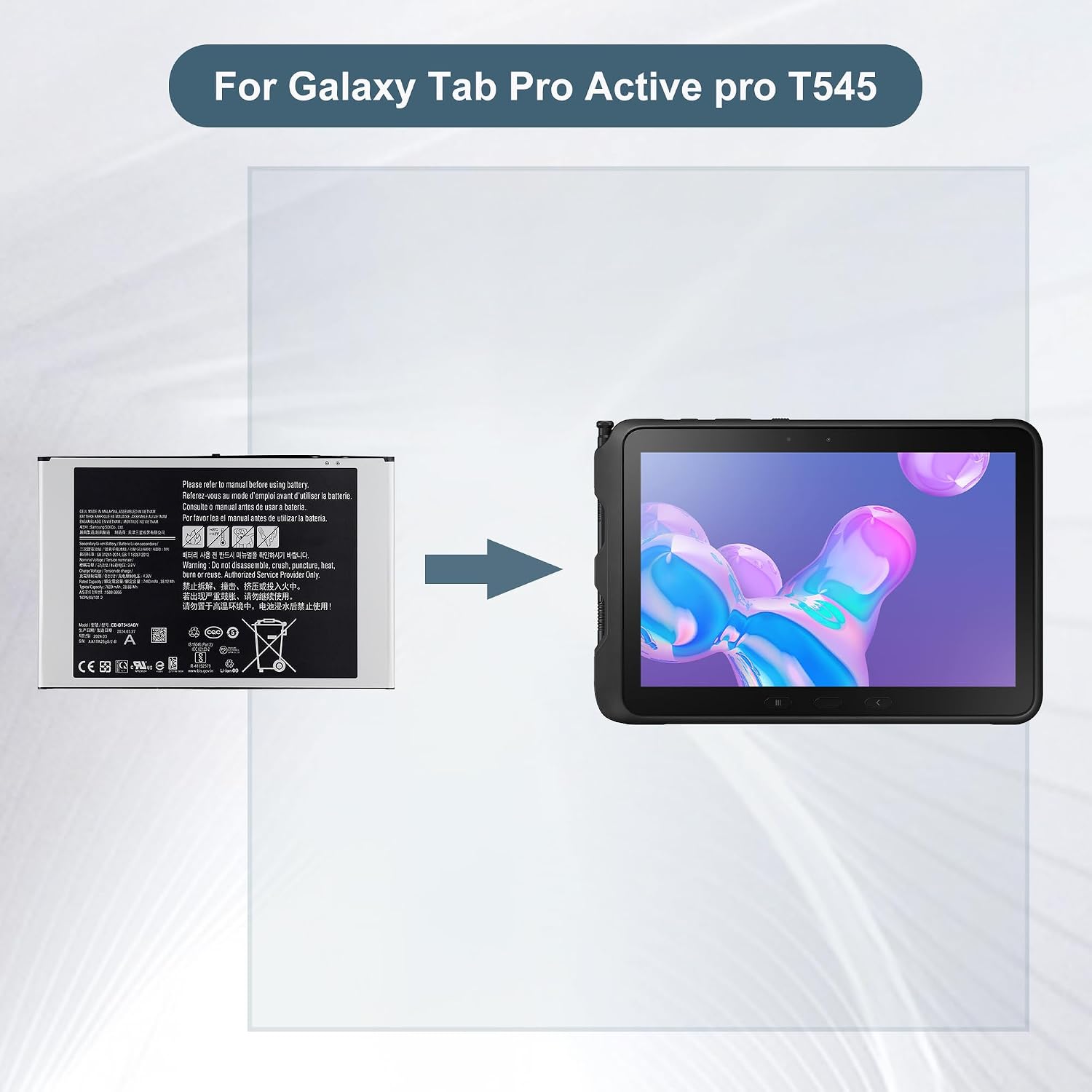Replacement Battery EB-BT545ABY Compatible with Samsung Galaxy Tab Pro Active pro T545 SM-T545 with Tools