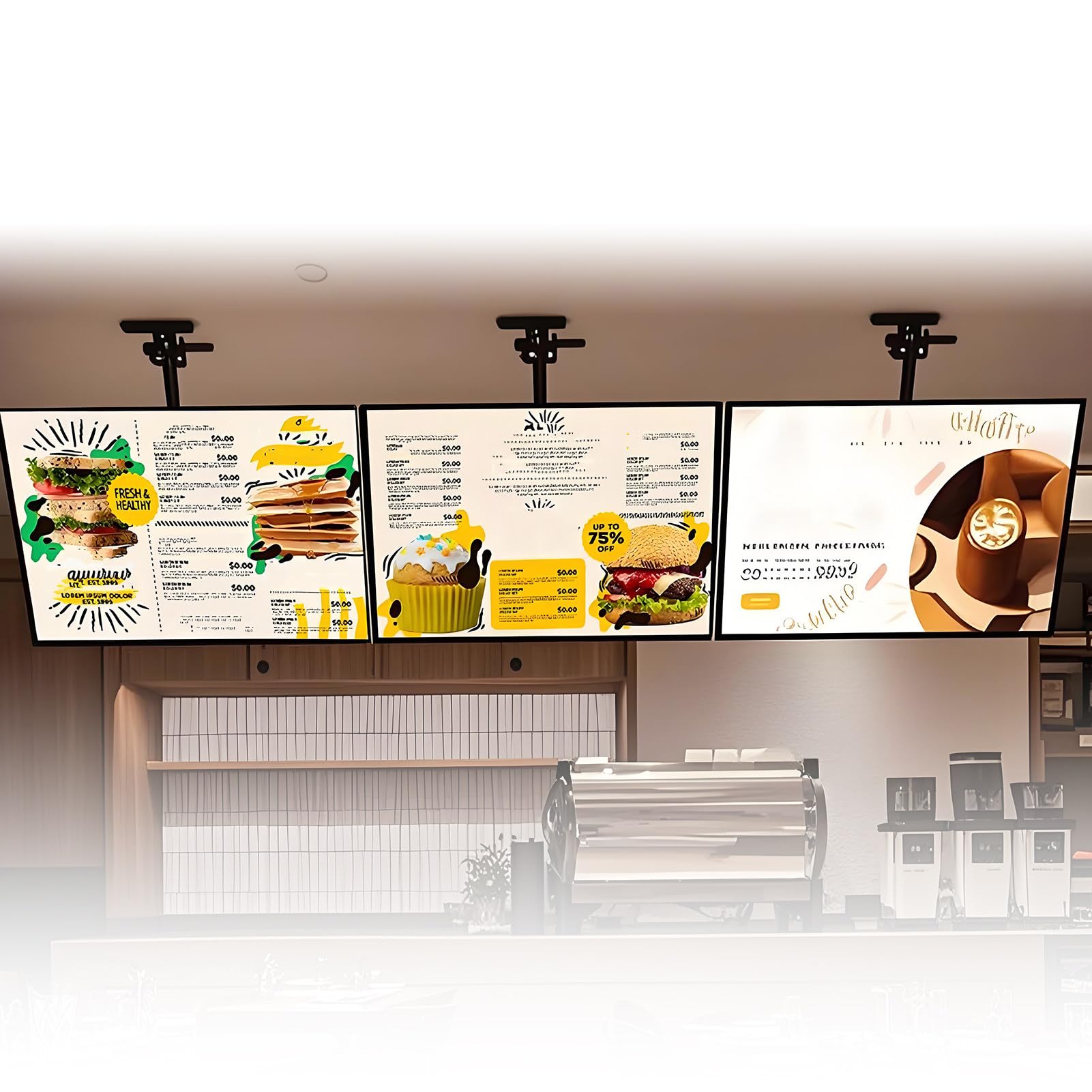 Panneau d'affichage mural pour restaurant inclinable 600x700 porte-menu rétroéclairé