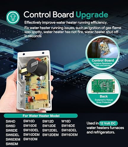 Miniatura 3 de 520814 Placa del módulo del calentador de agua con cubierta, horno de calentador de agua para RV, refrigeradores, control de encendido automático,