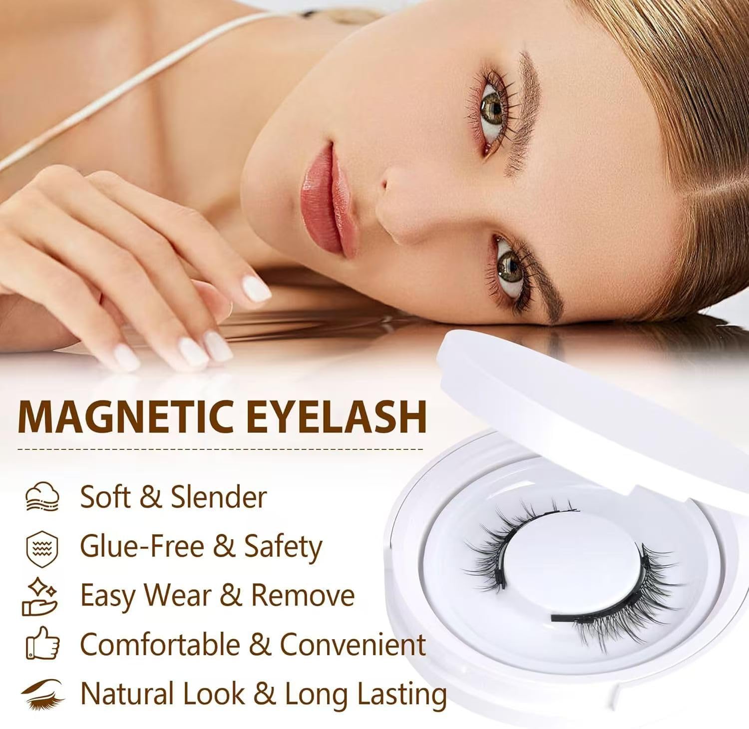 Enjuvie Magnetic Eyelashes Kit Asian, 2025 Reusable Magnetic