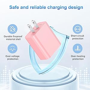 Dayaoncy for Phone Charger Fast Charging,20W USB C Wall Charger with 6FT USB C to Lightning Cable, for Phone Cable Fast Charging Compatible with Phone 14/13/12/12 Pro Max/11/Xs Max/XR-Pink