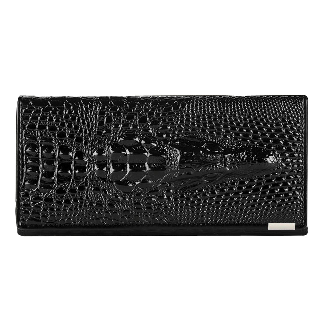 Womens Genuine Leather Long Wallet Alligator Crocodile Embossed Cluth Purse