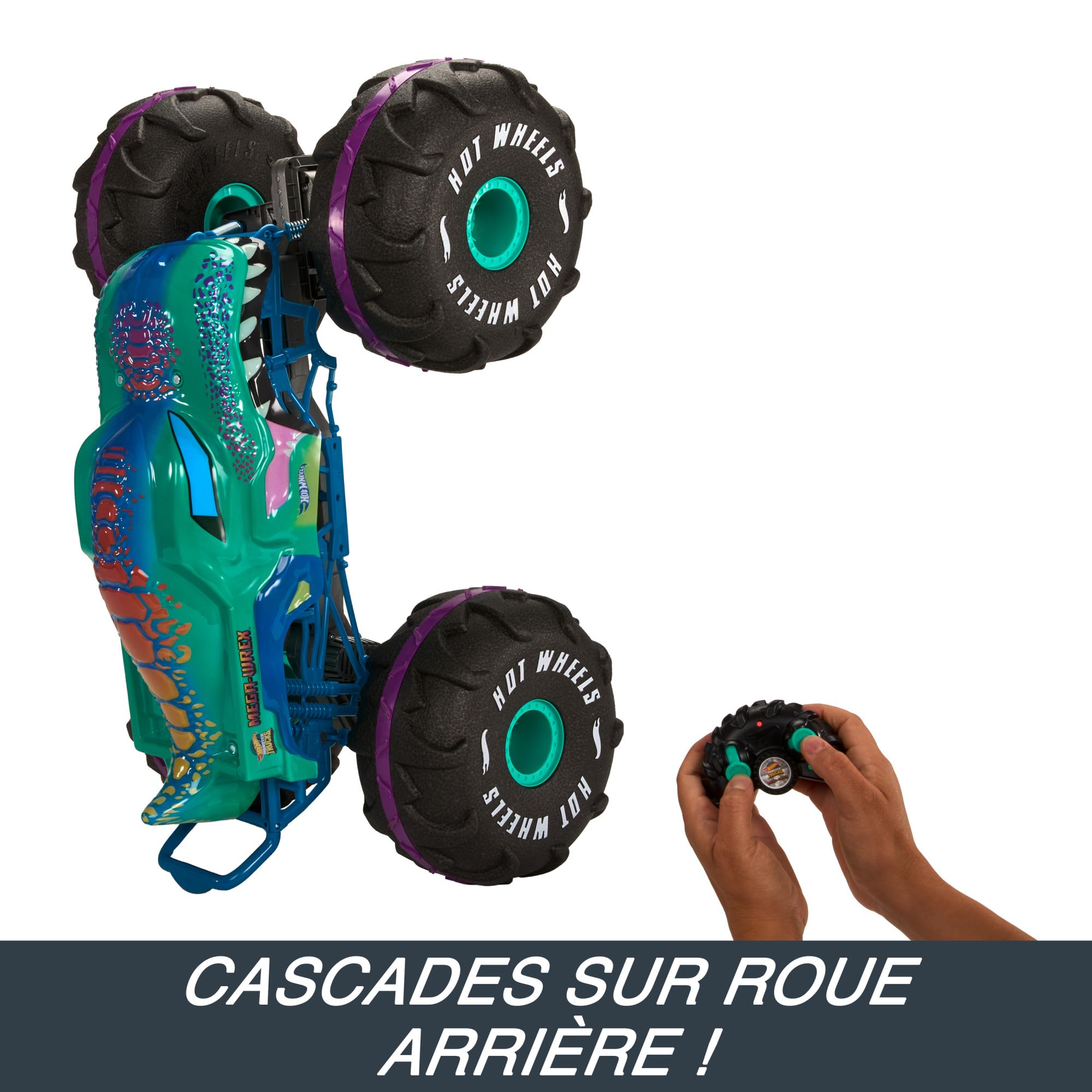 Hot Wheels Monster Trucks Véhicule Radiocommandé XL Mega-Wrex | Camion RC extra large avec barre de roue arrière, USB rechargeable, plus de 60 cm, HPK28