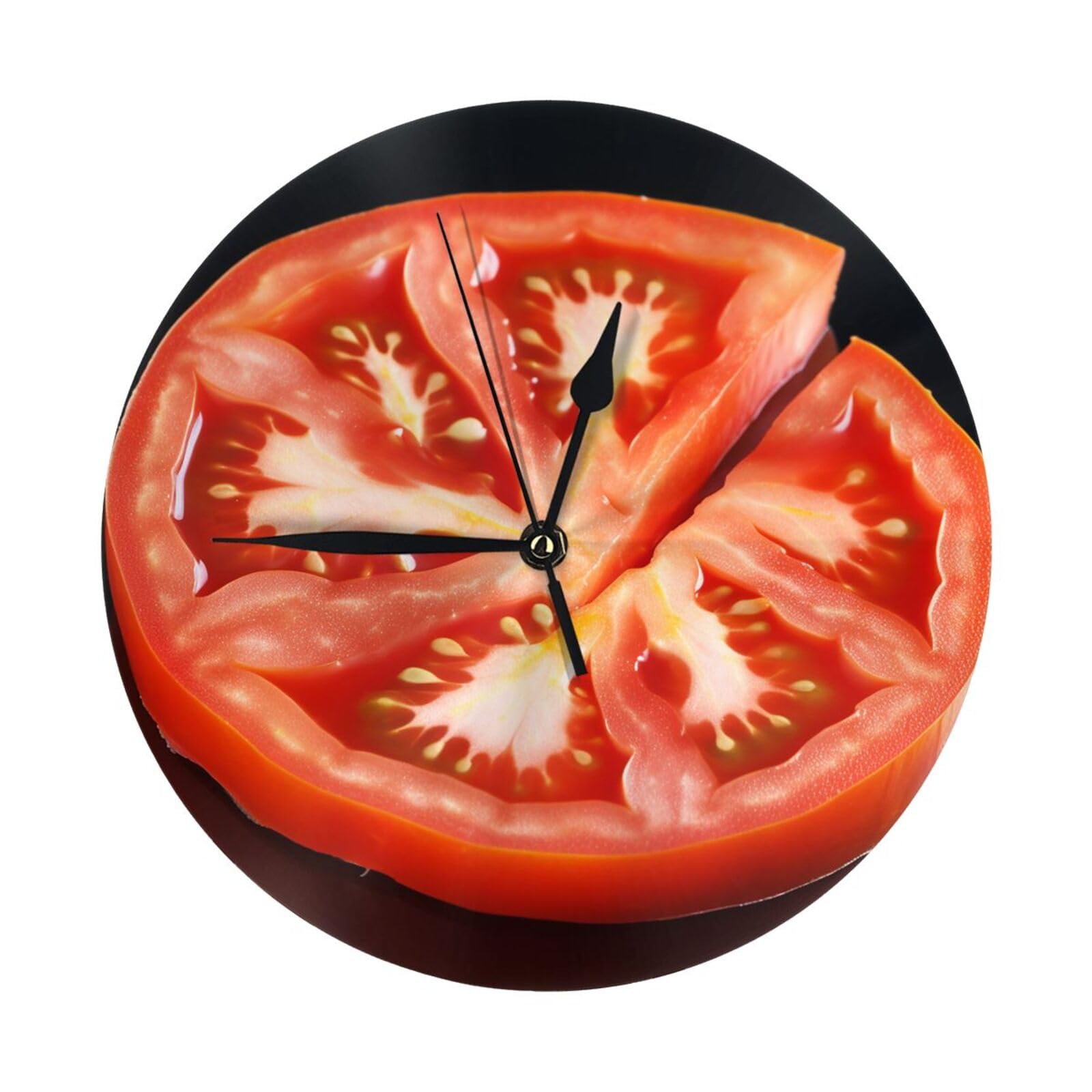 Horloge murale tomate 25cm silencieuse et moderne à pile pour la cuisine