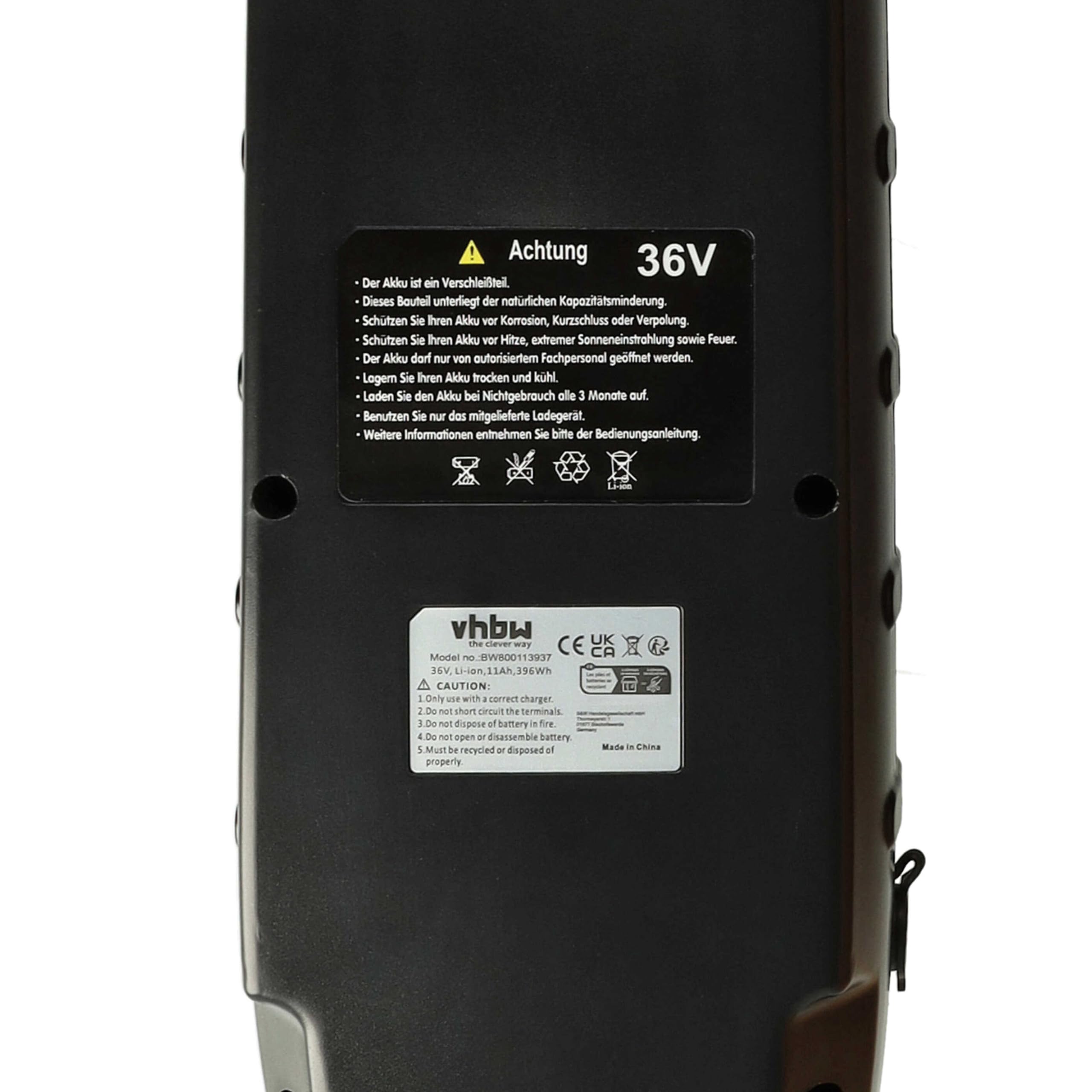 vhbw batteria compatibile con Kildemoes Urban EL Yamaha bici elettrica (11Ah, 36V, Li-Ion) - nero