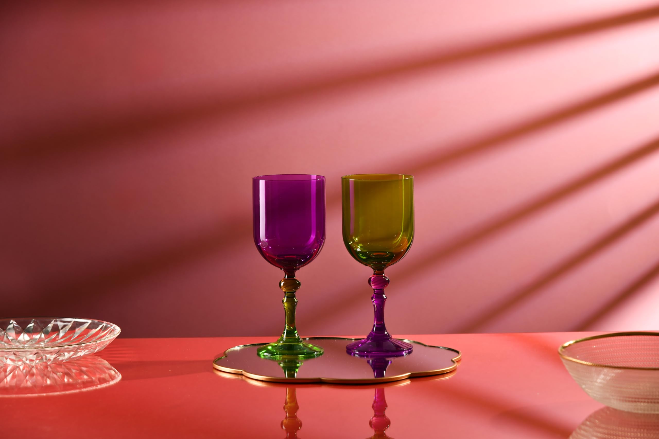 KROSNO – Verres à Vin Rouge et Blanc, Mocktails et Eau 300 ml – Lot de 2 – Collection Bubble – Violet et Vert – Cristal Sans Plomb – Peints à la Main