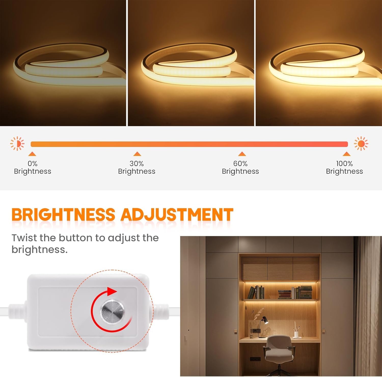 Dimmbare LED-Lichtleiste, 16 m, wasserdicht, flexibel, Lichtschlauch mit Dimmer, für Haus und Außendekoration