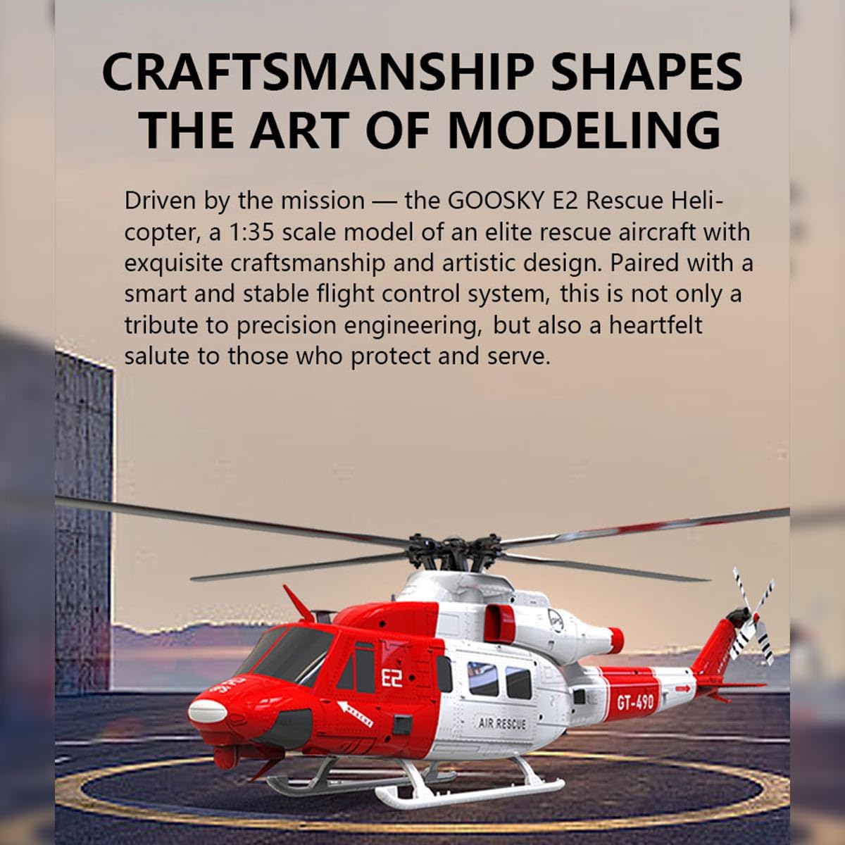 GOOSKY E2 UH-1Y helikopter RC, 2,4 G, 6 CH, zdalnie sterowany helikopter z lokalizacją Lidar, wojskowy helikopter, zabawka, prezent dla dorosłych – RTF