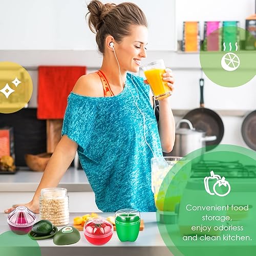 Miniatura 7 de Patelai 4 recipientes de almacenamiento de frutas y verduras para refrigerador, soporte de cebolla, aguacate, pimienta verde, tomate, conservador,