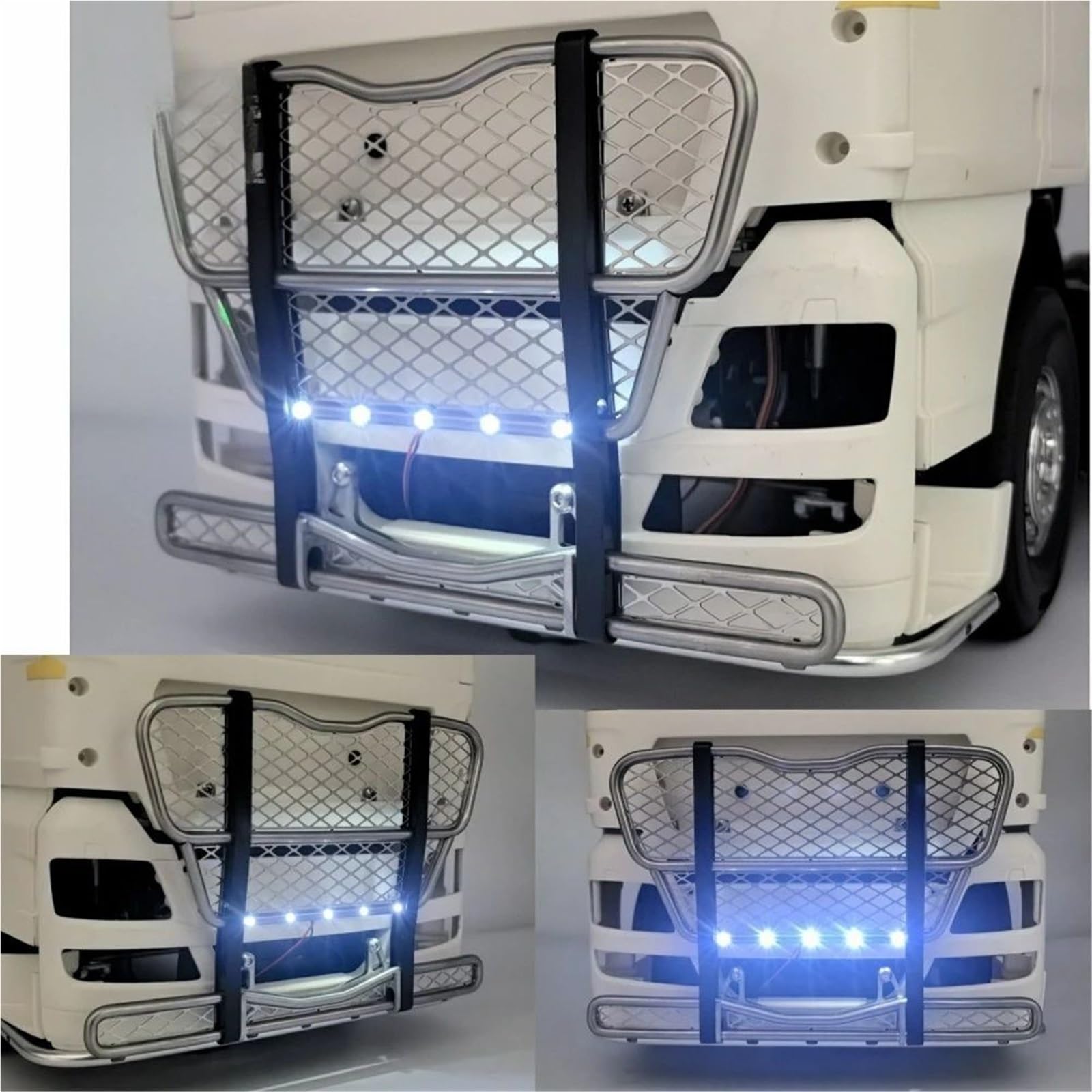 Parachoques Delantero con Focos Luz Aleación Aluminio para Tamiya para Man para TGX 540 56325 56329 1/14 Piezas Camión Volquete Coche RC Juguetes Piezas Mejora RC