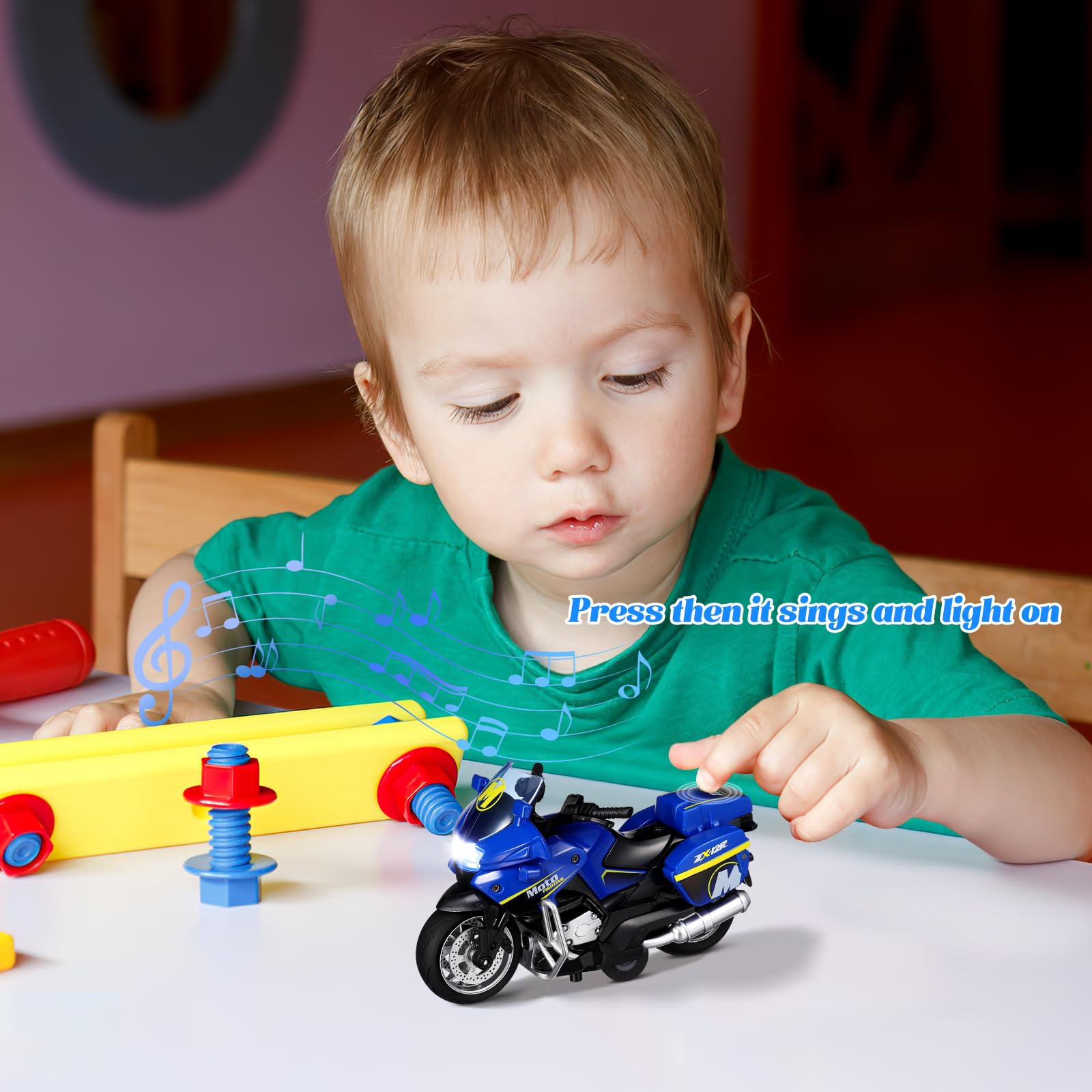 TOYANDONA Jouets de moto électrique pour enfants avec sons et lumières, jouet à friction pour enfants à partir de 3 ans, fournitures de fête d'anniversaire et de Noël