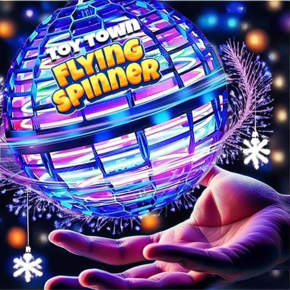 2025 Upgraded Flying Orb Ball(Blue) Magic Hover Boomerang Spinner, Cosmic Globe Dazzling LED Lights,Cool Toys Gifts for 6 7 8 9 10 Year Old Boys Girls Teens Adults Indoor Outdoor Hand Controlled Drone
