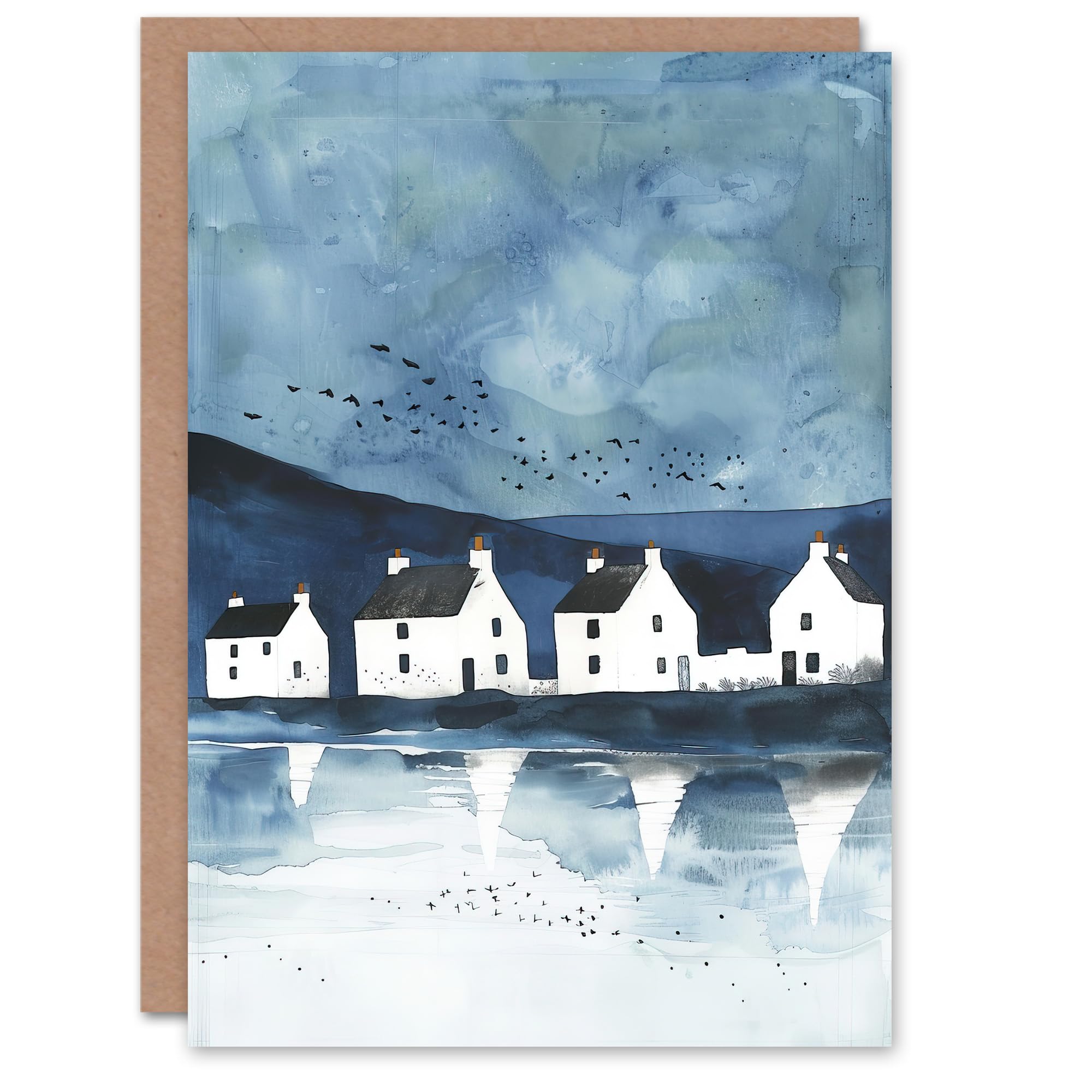 Artery8 Greeting Card White Fisherman Cottages Isle of Jura Scotland Blank For Him Or Her Art Birthday Card