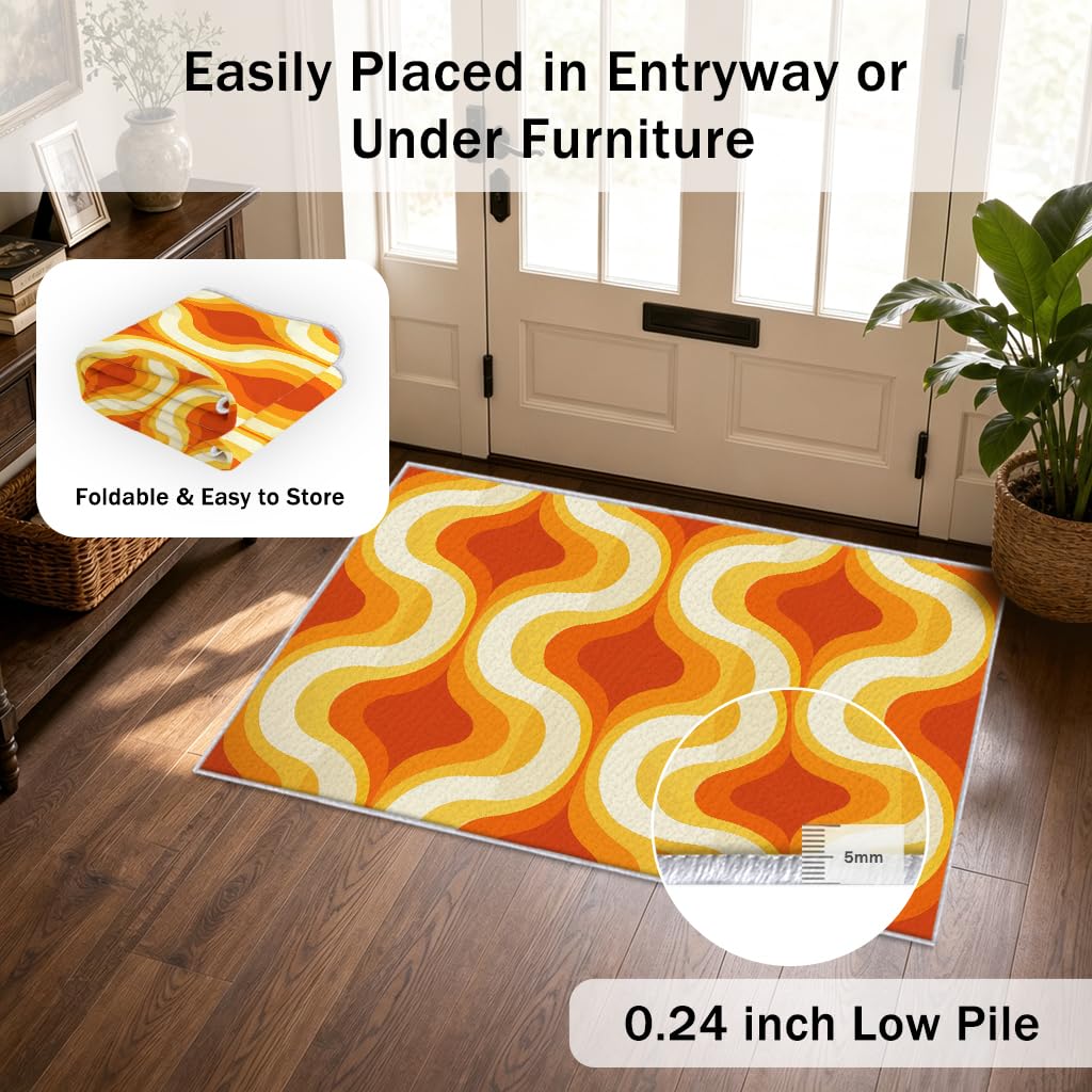 Tapis Orange Jaune Salon Chambre Interieur 160x200 cm