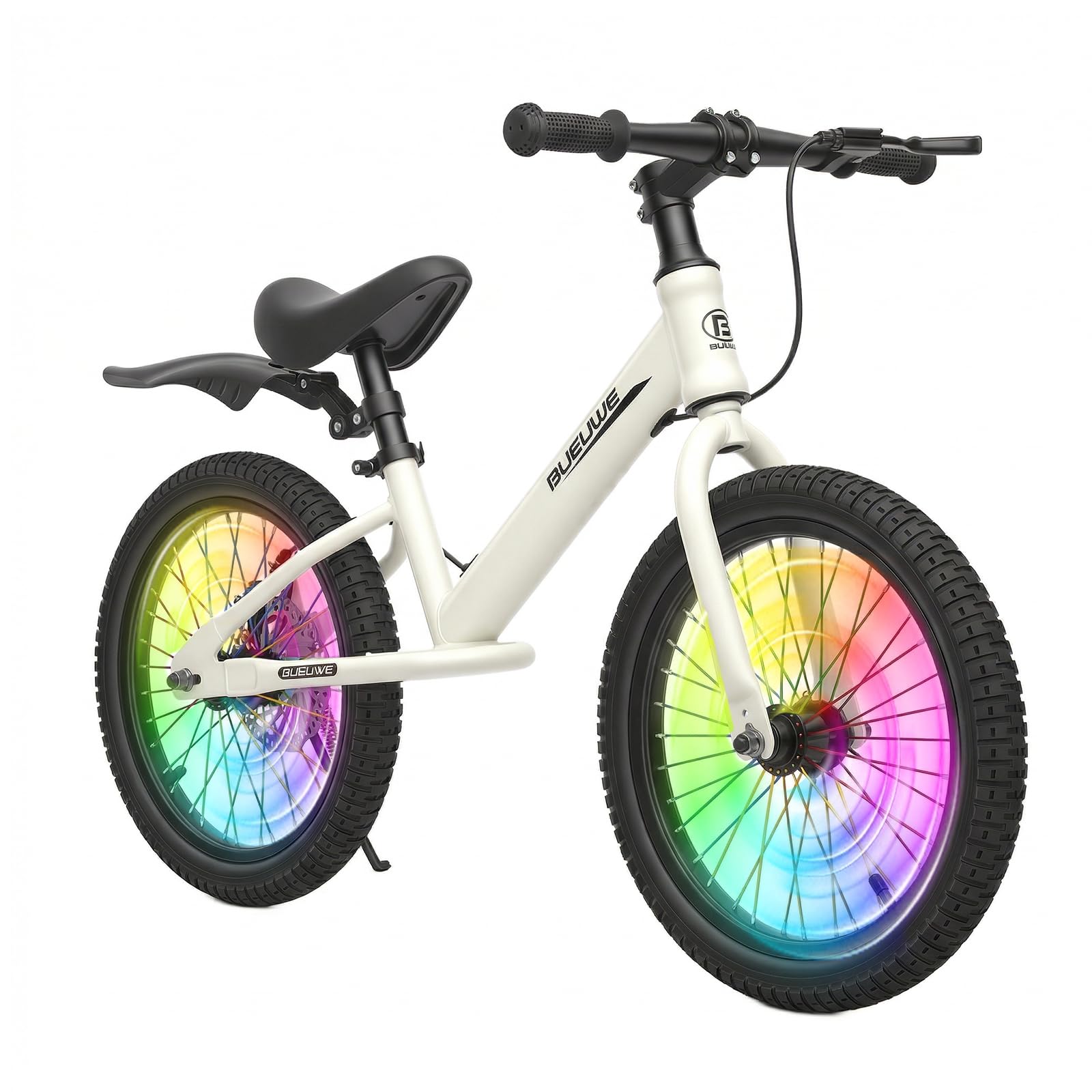 Bueuwe 16 Inch Balance Bike for 4 5 6 7 and 8 Years Old Boys Girls,No Pedal Training Bicycle with Brake and Kickstand,Adjustable Seat Height,Air Tires,Gift for Outdoor Sports (white, 16 in)