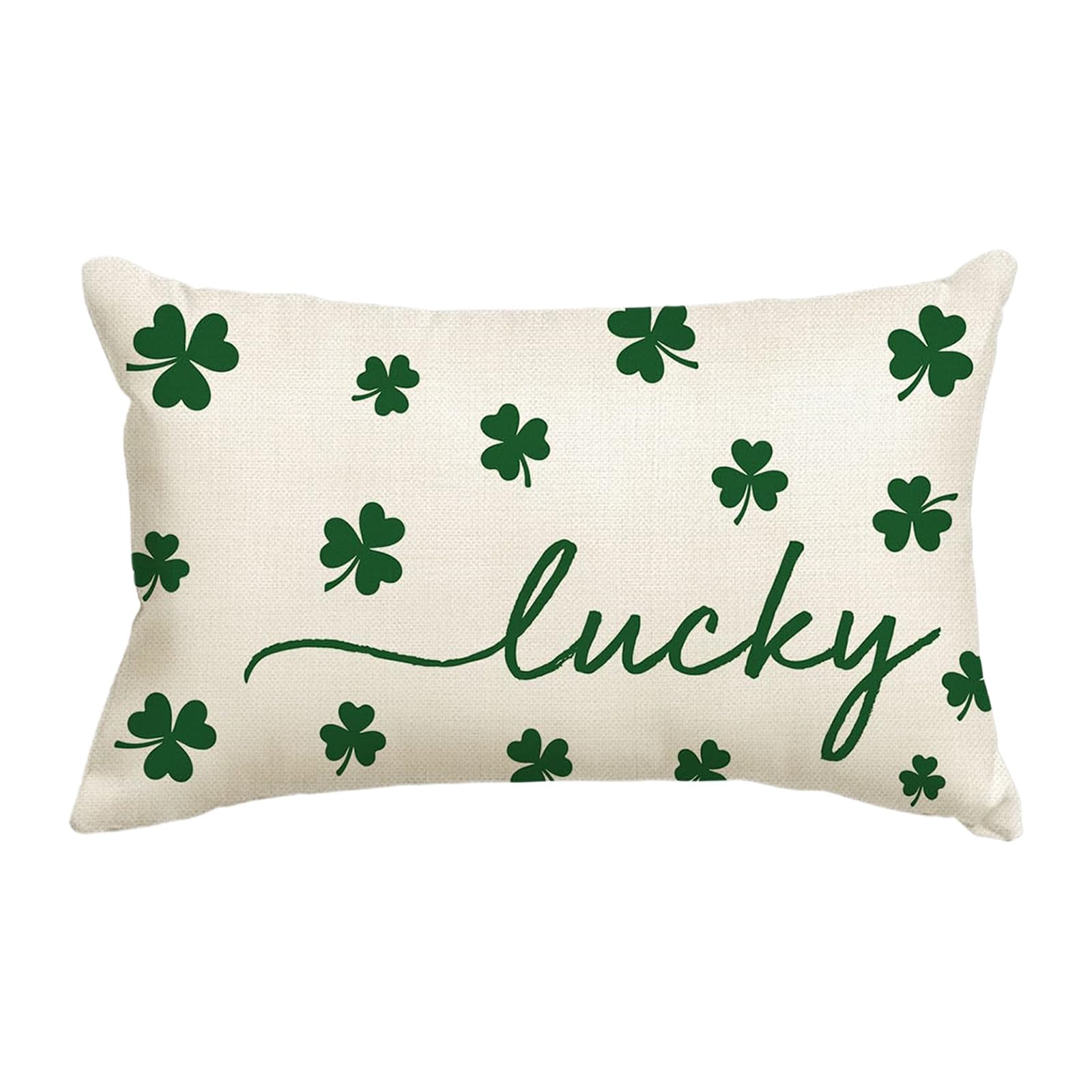 HDOYTXXM St Patricks Day Shamrocks Print Lumbar Pillow Cover in Soft Linen Fabric St Patricks Day Shamrocks Print Lumbar Pillow