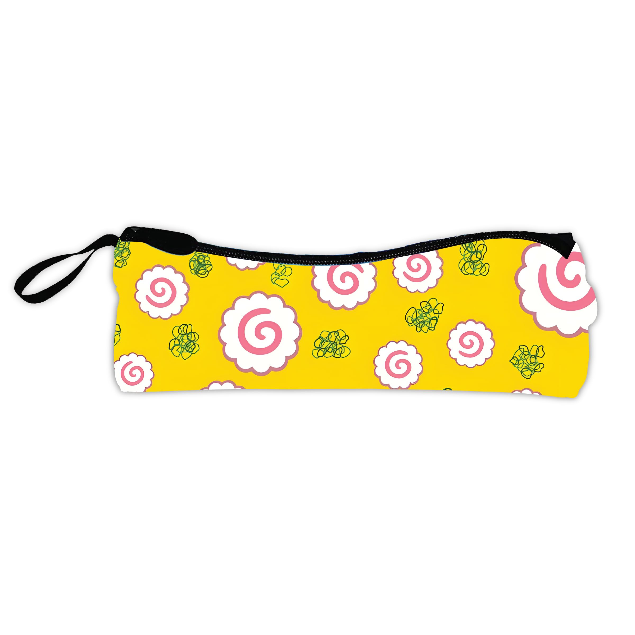 Cute Yellow Spiral Pattern Pencil Pouch Purse for School Kid's Men Women