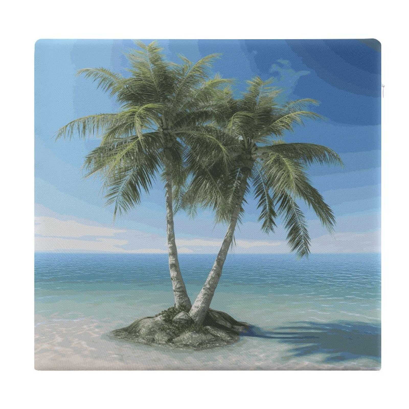 JTREHY Sea Palm Trees Chair Cushions Non-Slip Bar Stool Cushions Ultra Soft Warm Memory Foam Meditation Cushion Removable Large Square Seat Cushions for Dining Chair 15x14In